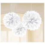Amscan 16" White Puff Ball Decorations - 3ct.
