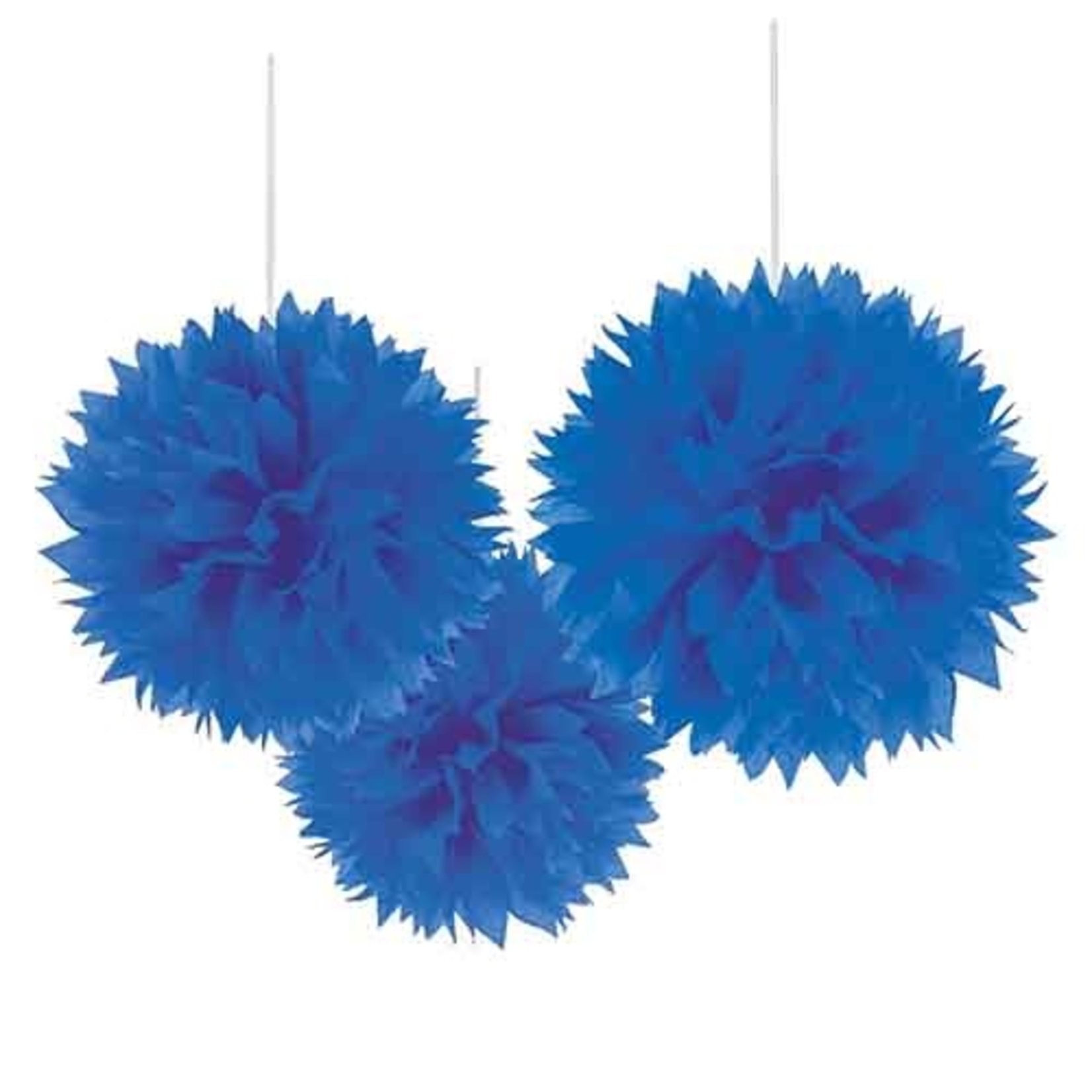 Amscan 16" Royal Blue Puff Ball Decorations - 3ct.