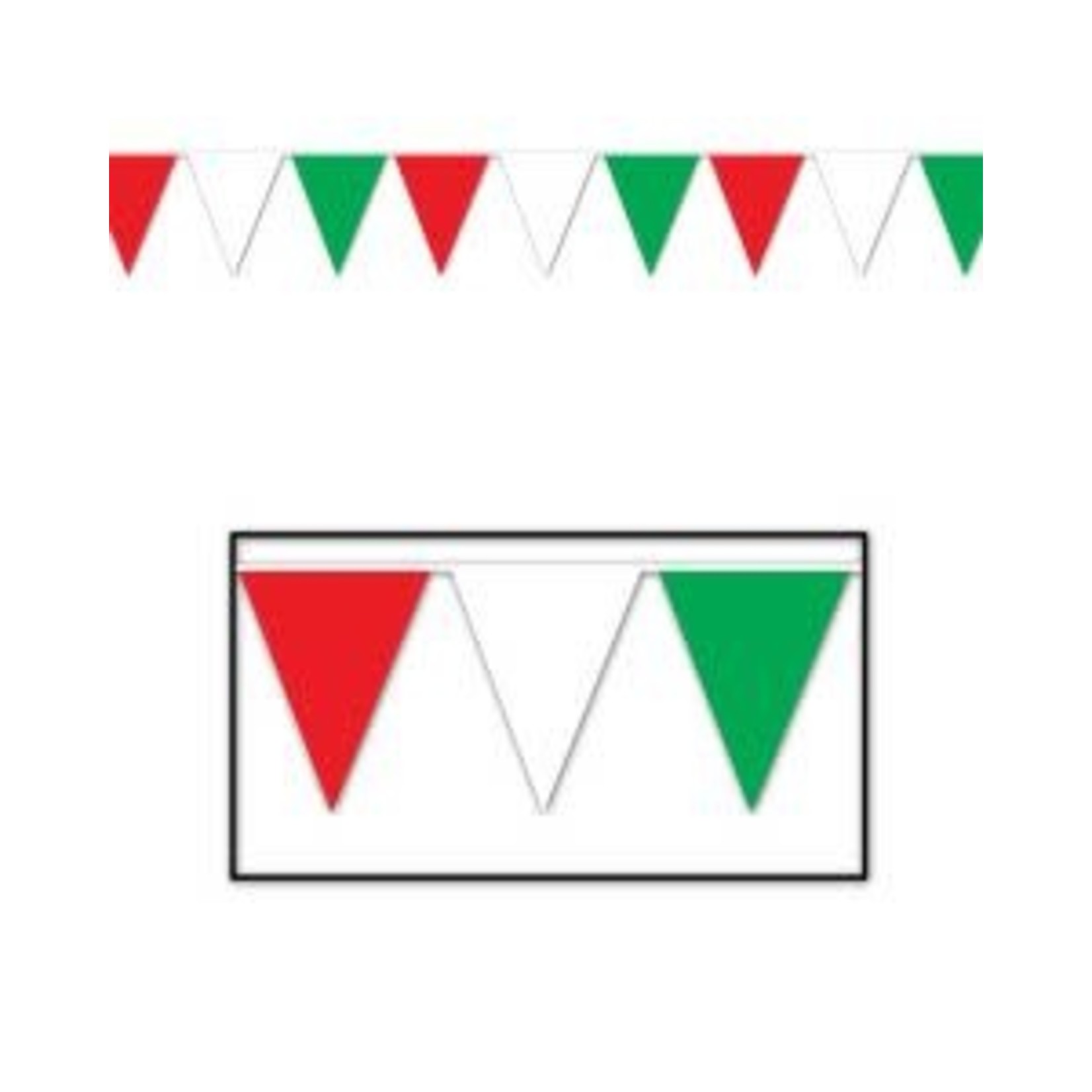 Beistle Red, White & Green Pennant Banner - 12'