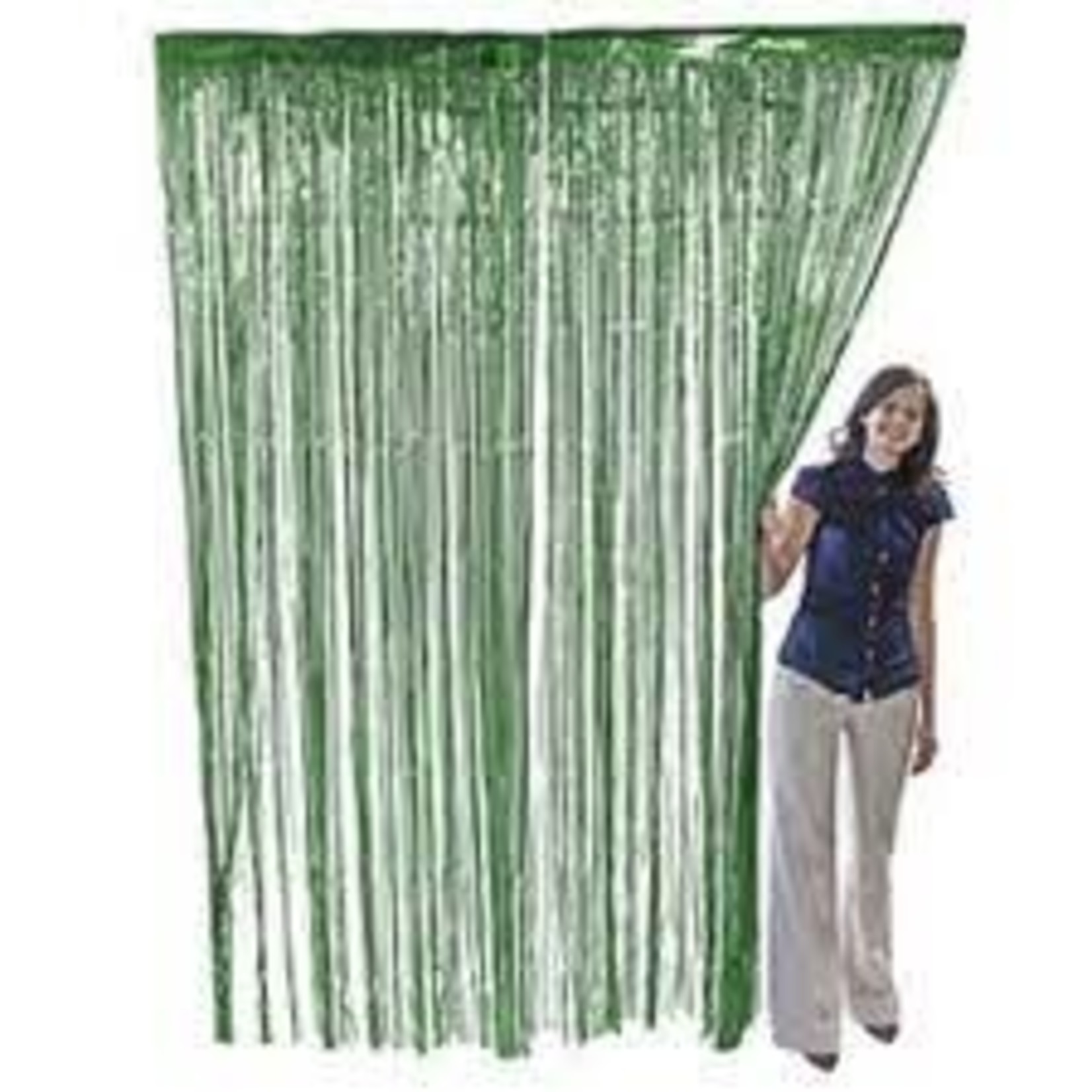 Rubies Green Metallic Door Curtain / Backdrop - 3' x 8'