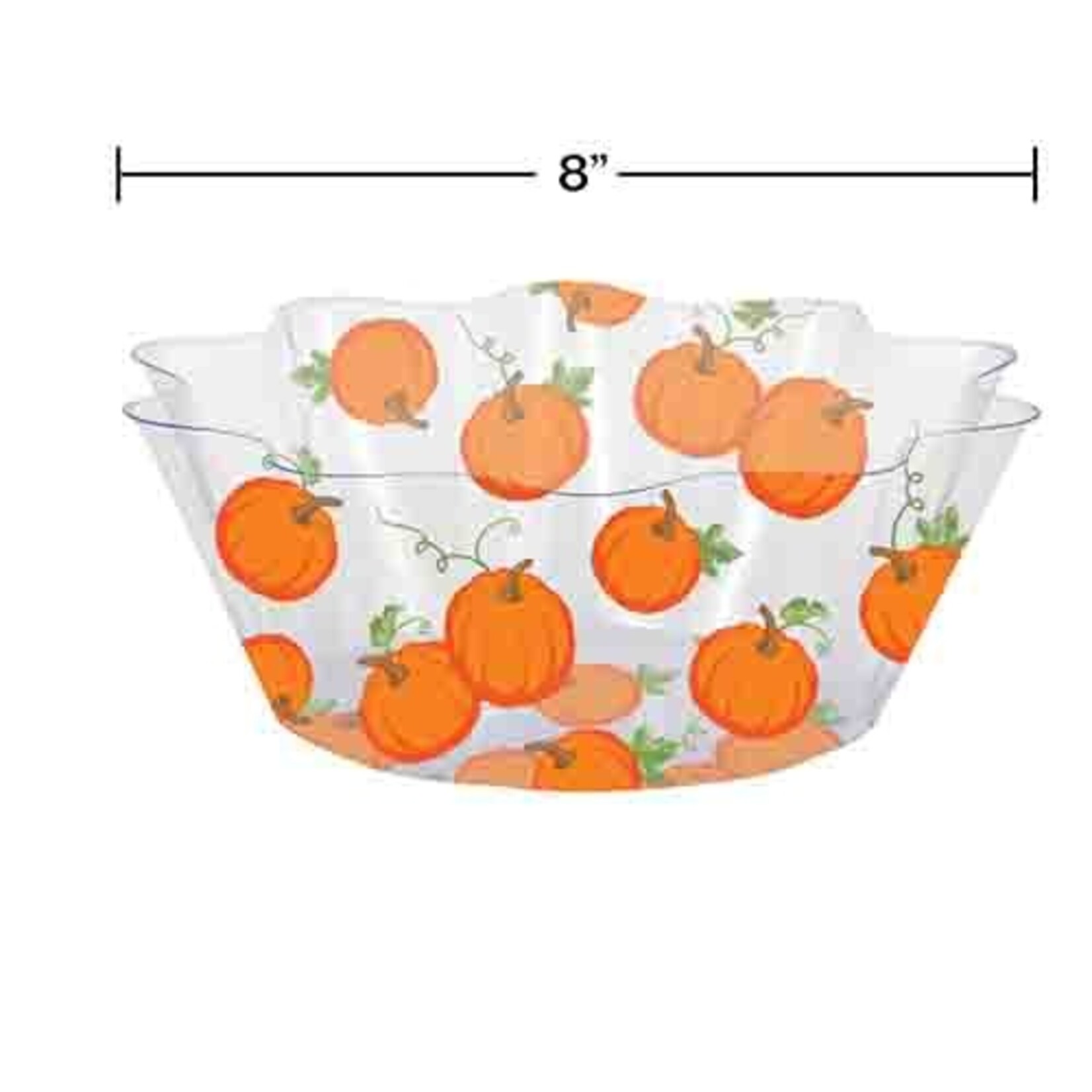Creative Converting 8" Pumpkins & Leaves Fluted Plastic Bowl - 1ct.