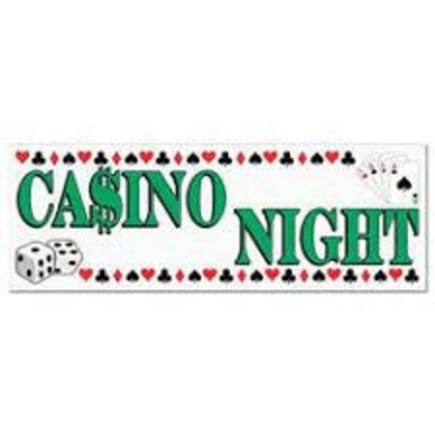 Beistle Casino Night Sign Banner w/ Grommets - 21" x 5'
