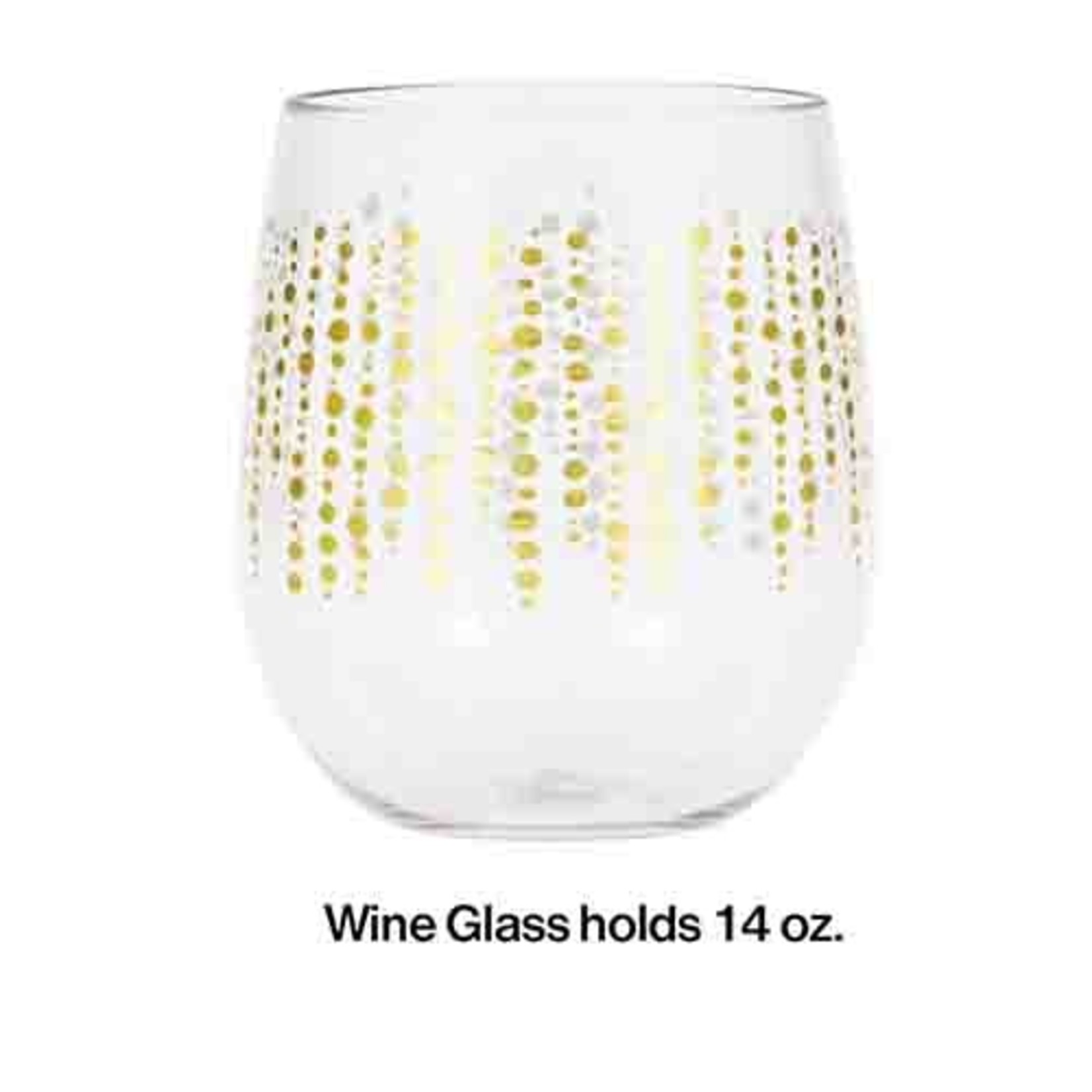 Creative Converting 14oz. Gold Beaded Stemless Wine Cup - 1ct.