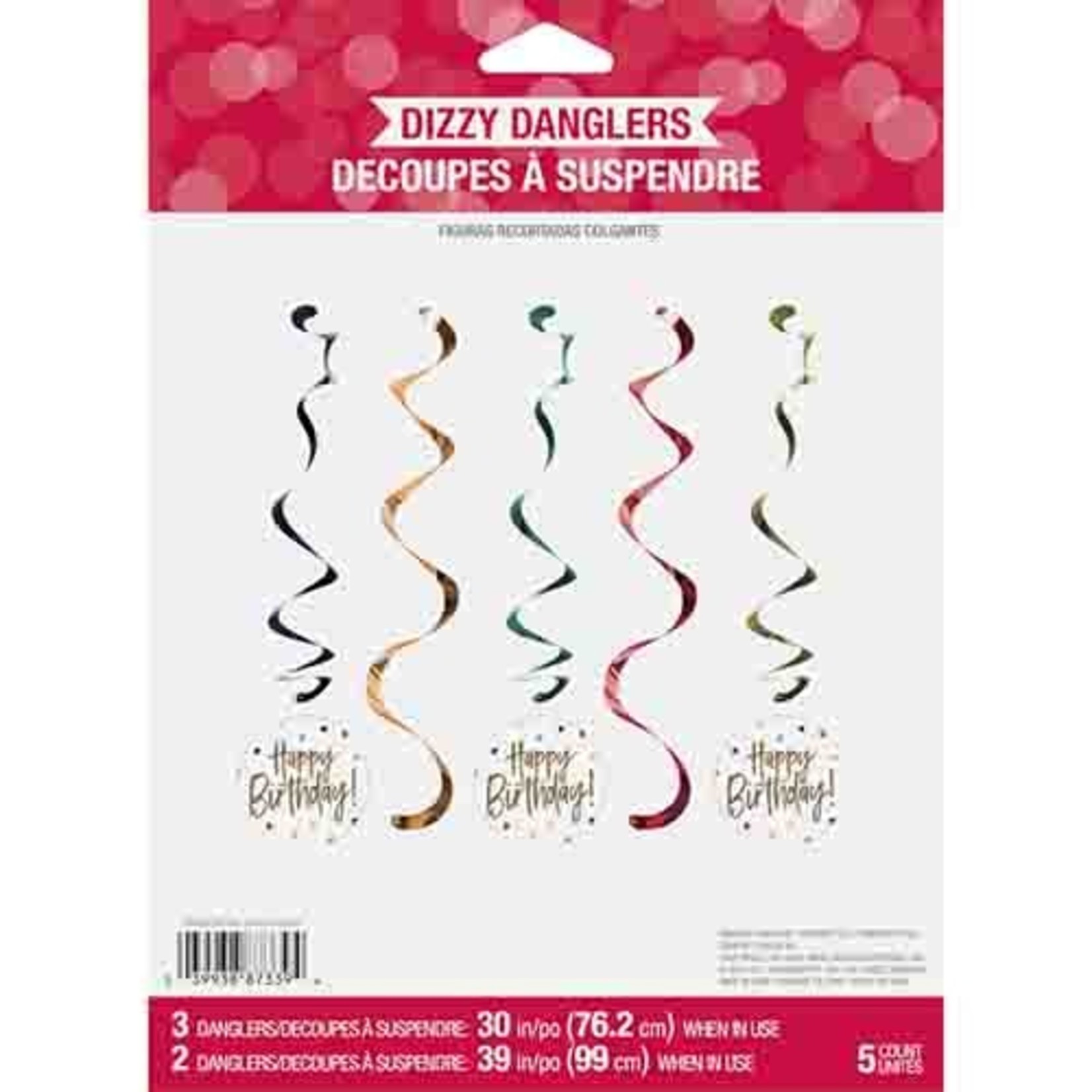 Creative Converting Birthday Stripes Dizzy Danglers - 5ct.
