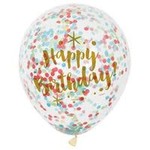 unique 12" Colorful Confetti Filled Birthday Latex Balloons - 6ct.