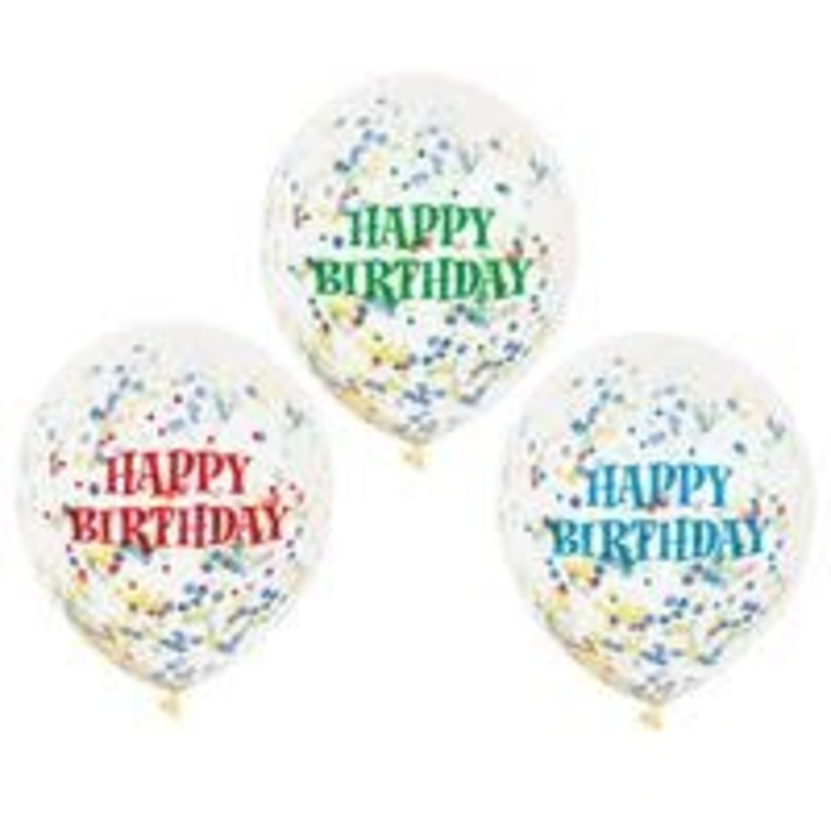 unique 12" Happy Birthday Confetti-Filled Latex Balloons - 6ct.