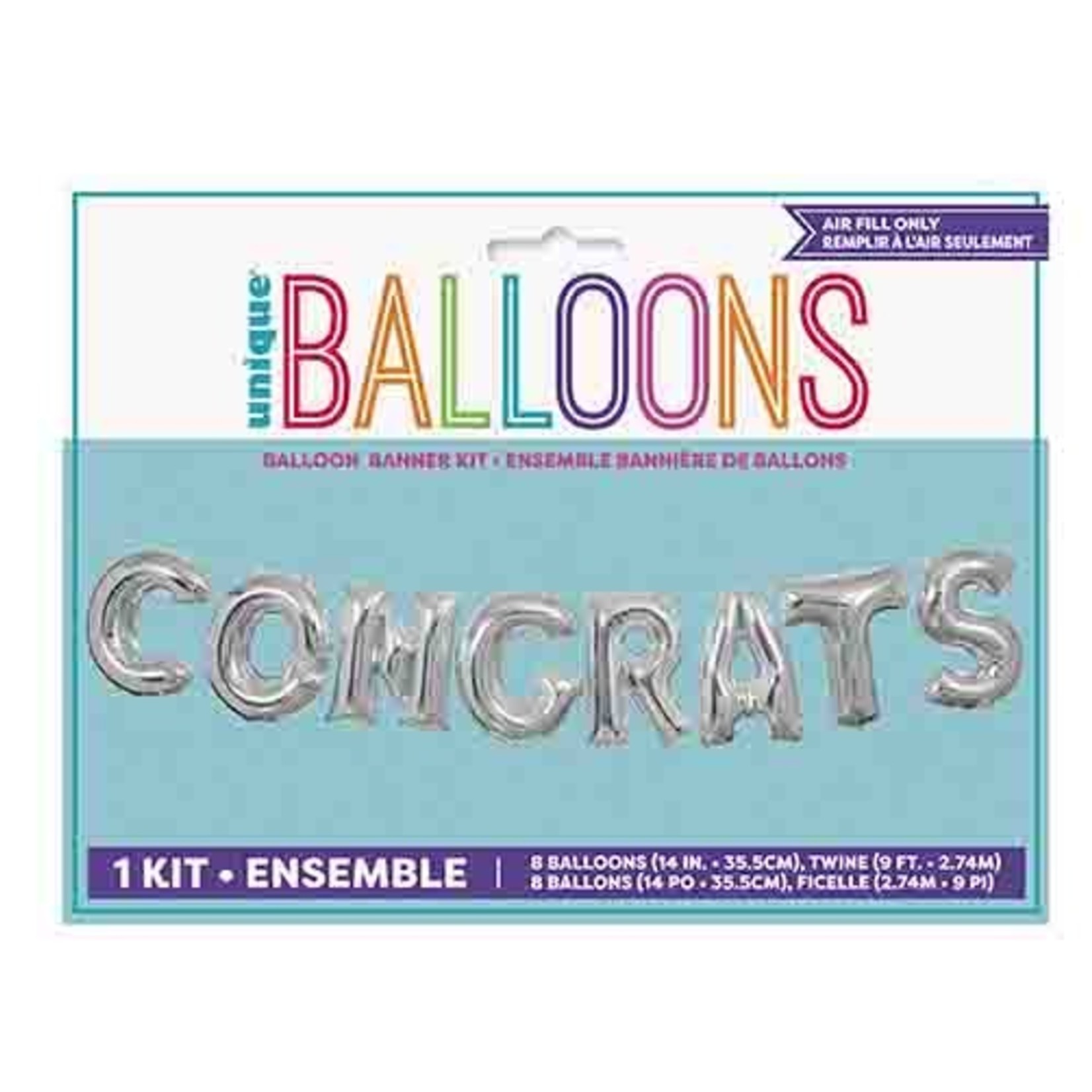 unique Silver 'Congrats'  Air-Filled Letter Balloon Banner Kit