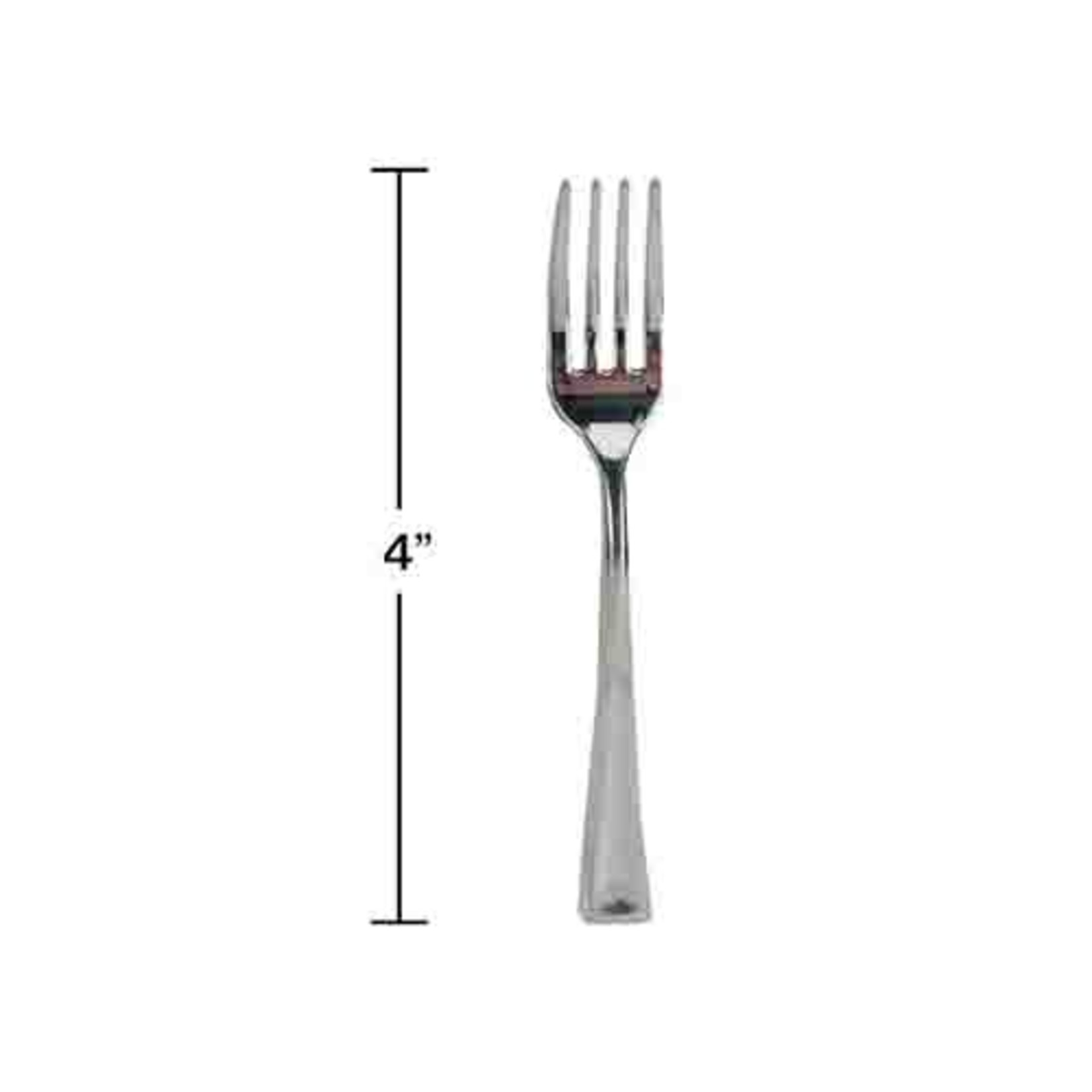 Creative Converting 4" Metallic Silver Mini Forks - 24ct.