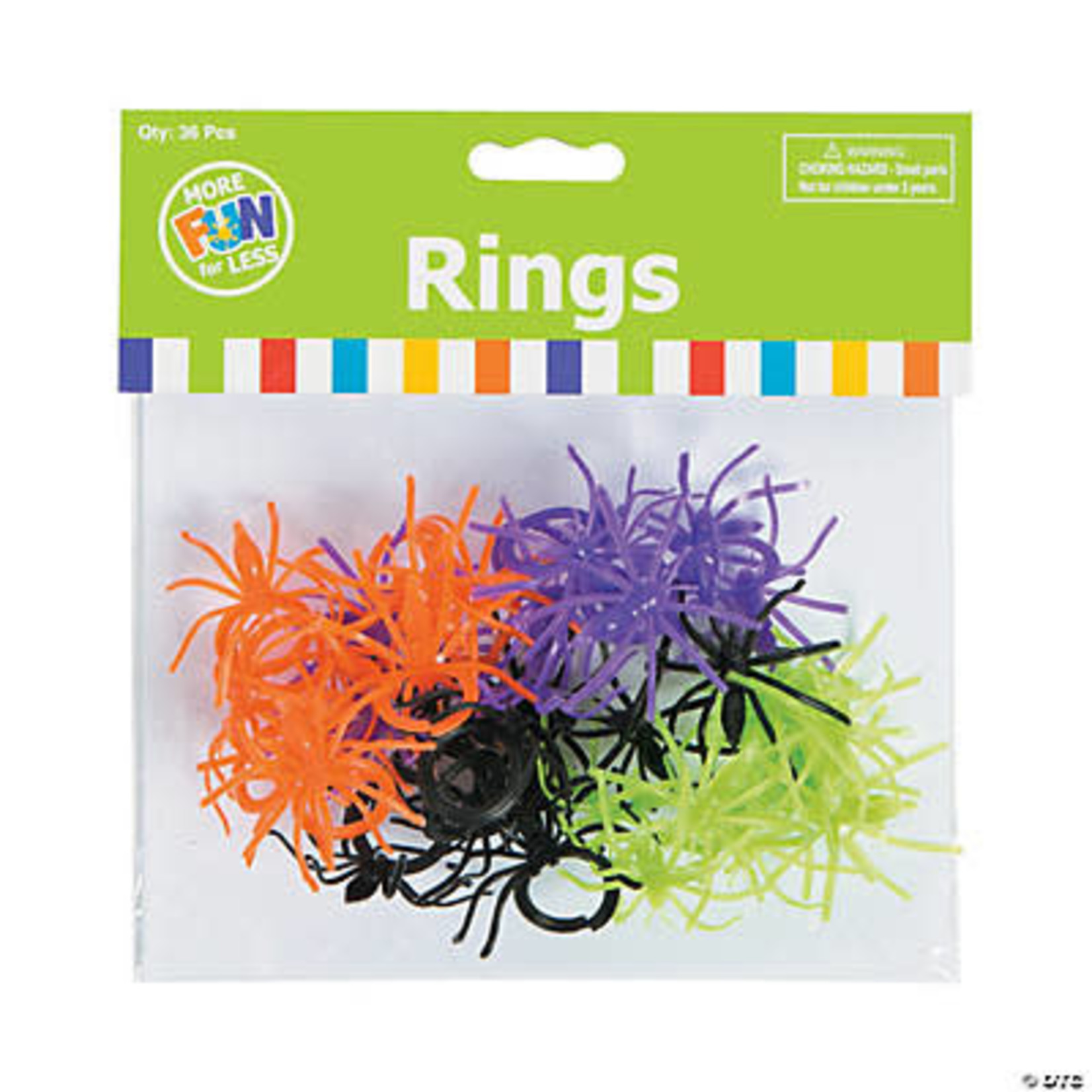 Fun Express Neon Halloween Spider Ring Favors - 36ct.