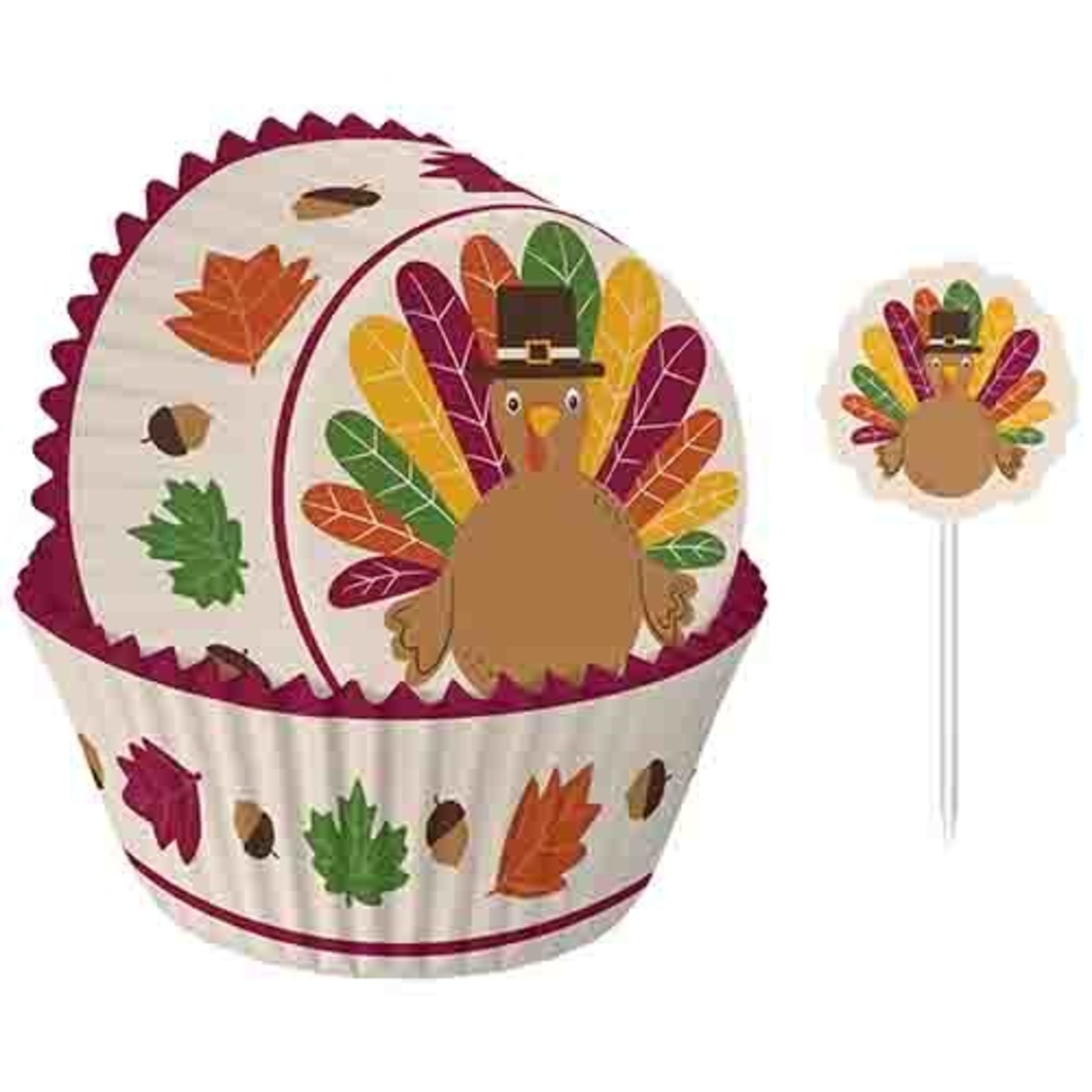 Amscan Thanksgiving Baking Picks and Cups - 24ct.