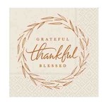 design design Grateful,  Thankful,  Blessed Beverage Napkins - 20ct.