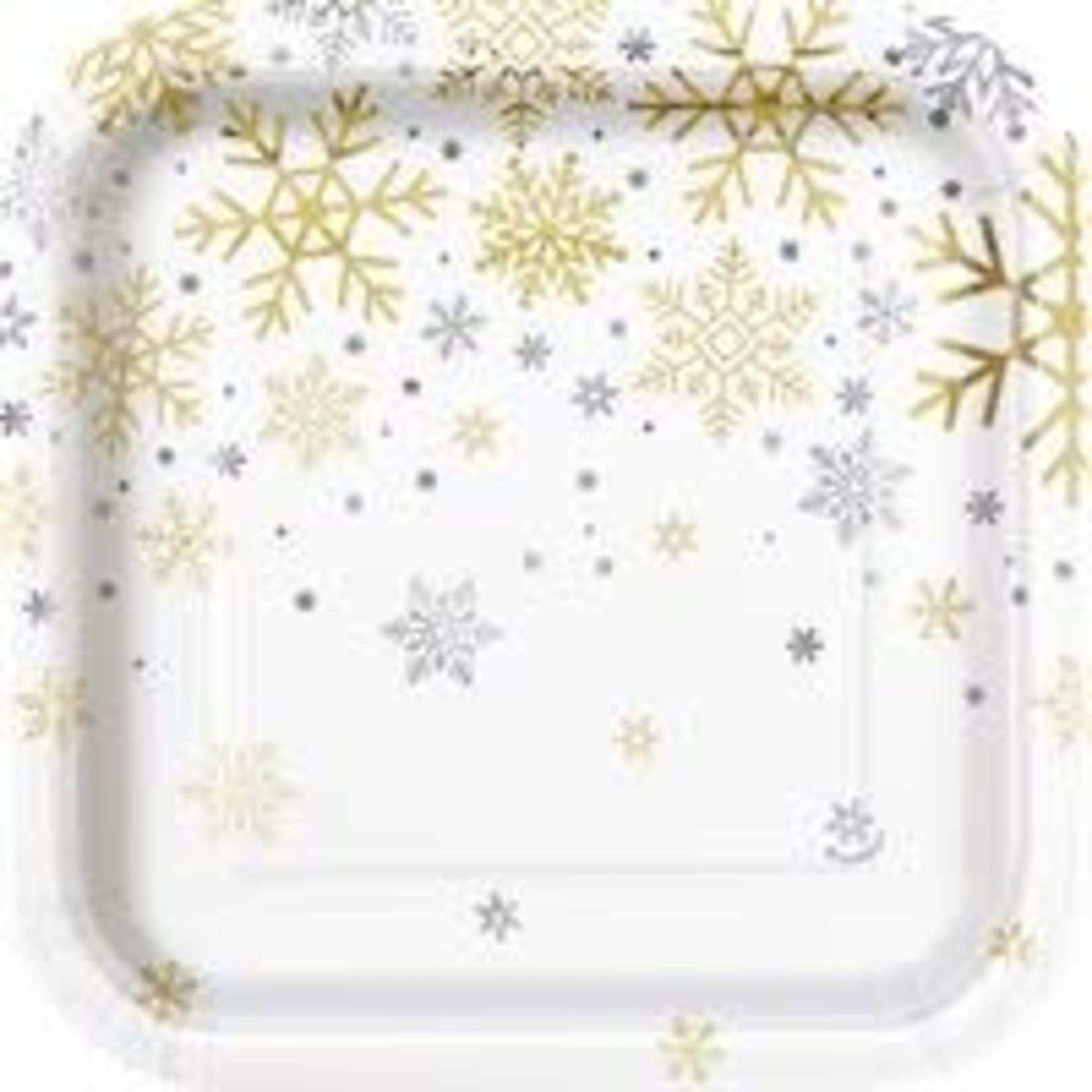 unique 7" Silver & Gold Holiday Snowflakes Plates - 8ct.