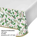 Creative Converting Traditional Holly Paper Table Cover - 54" x 102"