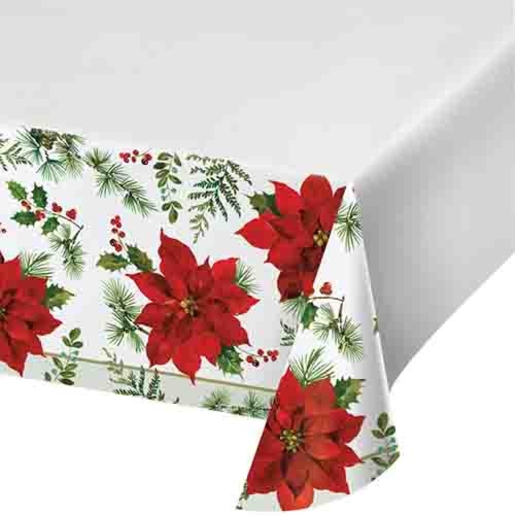 Creative Converting Posh Poinsettia Paper Table Cover - 54" x 102"