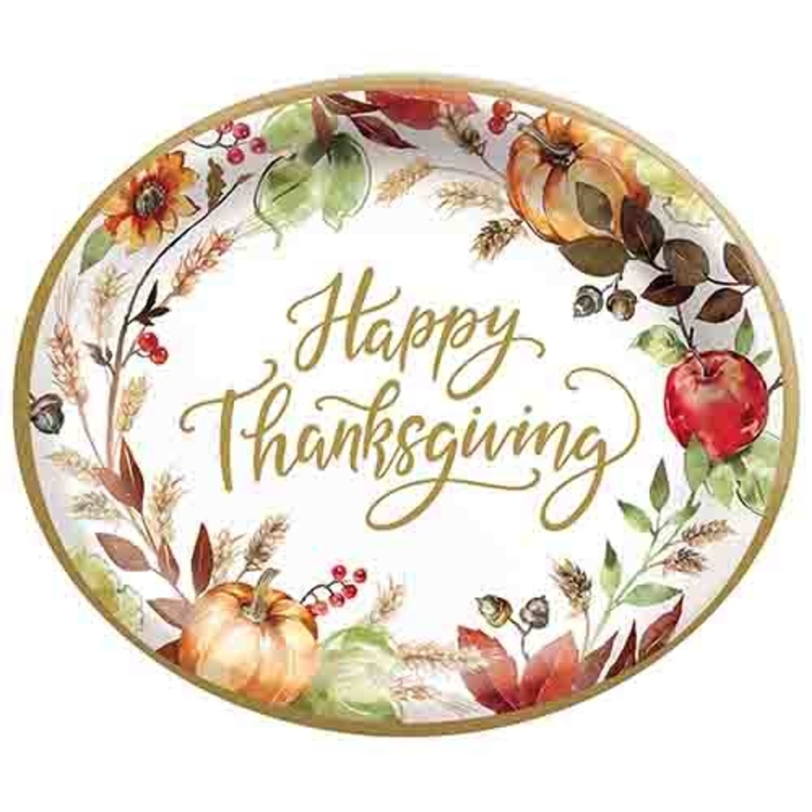 Amscan 12" x 10" Grateful Day Oval Plates - 18ct.