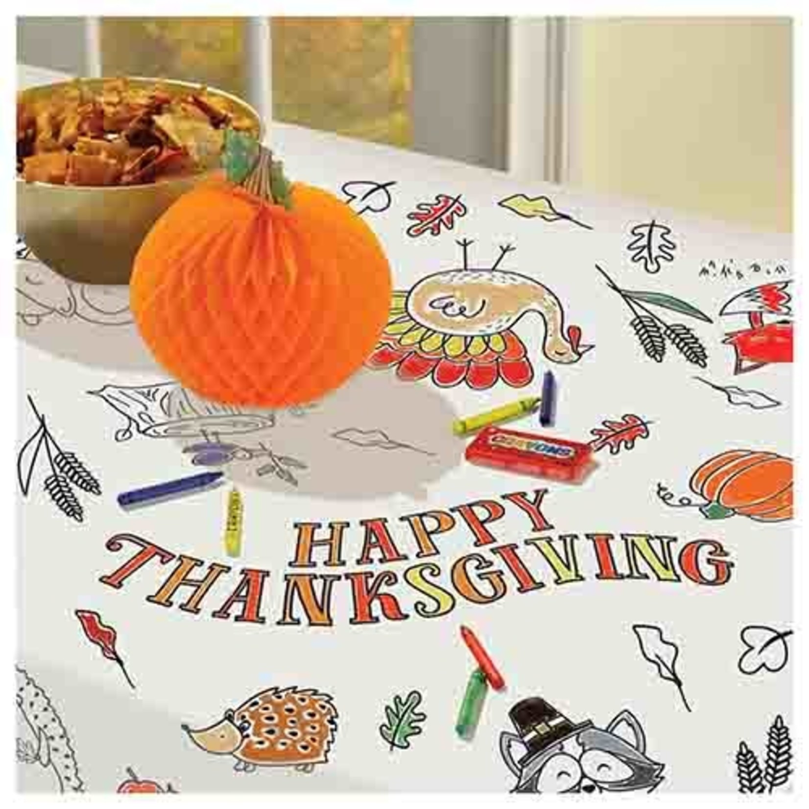 Amscan Thanksgiving Children's Color In Table Cover - 36" x 48"