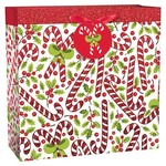 Amscan Candy Cane & Holly Medium Gift Bag - 1ct. (12" x 12")