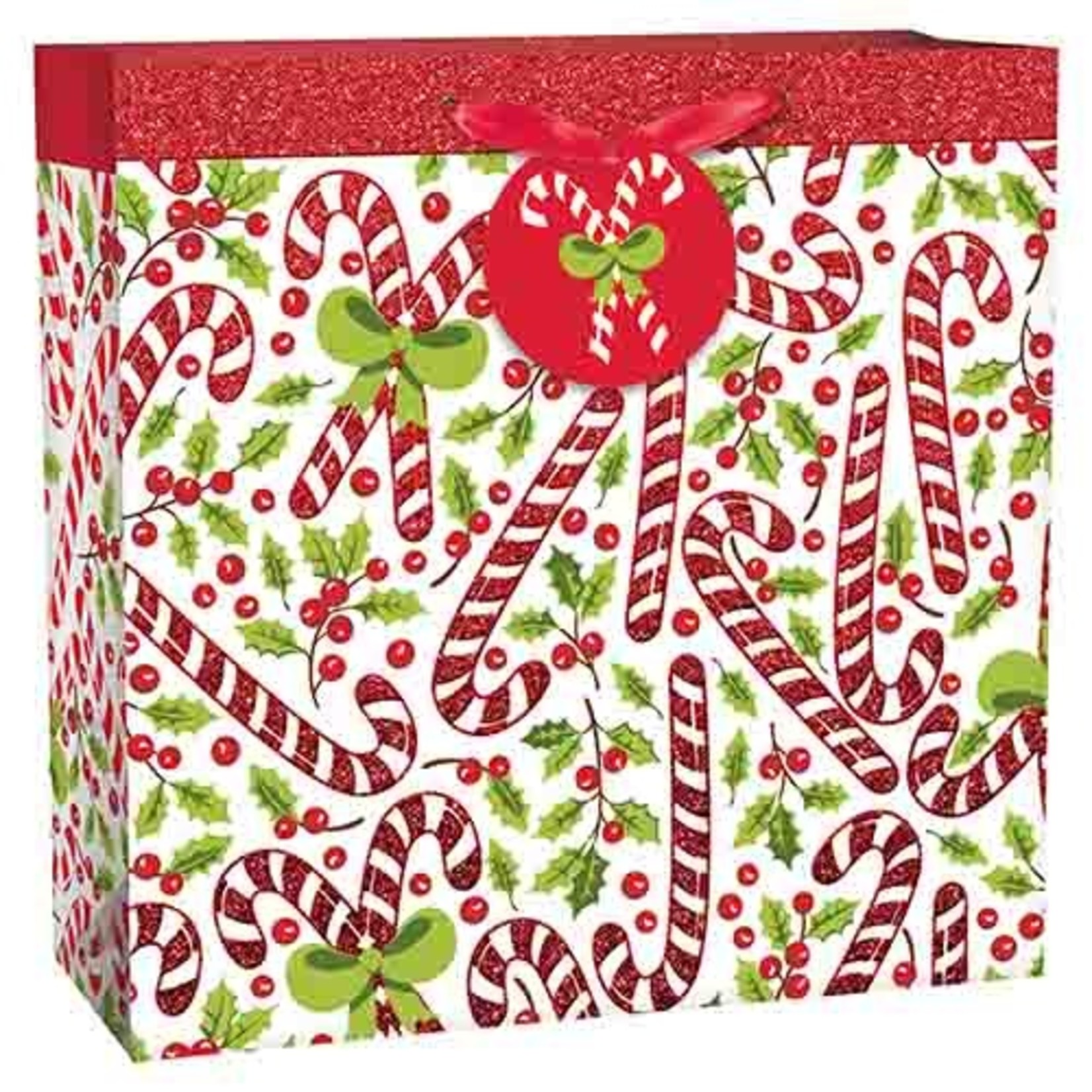 Amscan Candy Cane & Holly Medium Gift Bag - 1ct. (12" x 12")