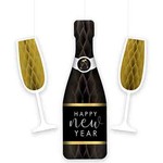Amscan 20" New Year's Honeycomb Hanging Bottle Decor - 3ct.