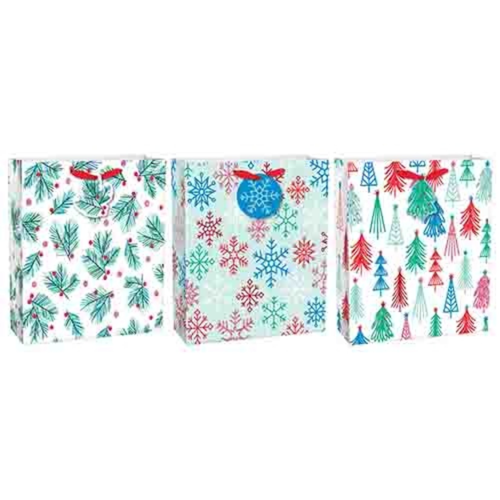 Amscan Holly, Tree & Snowflake Large Gift Bags - 3ct. Multi-Pack