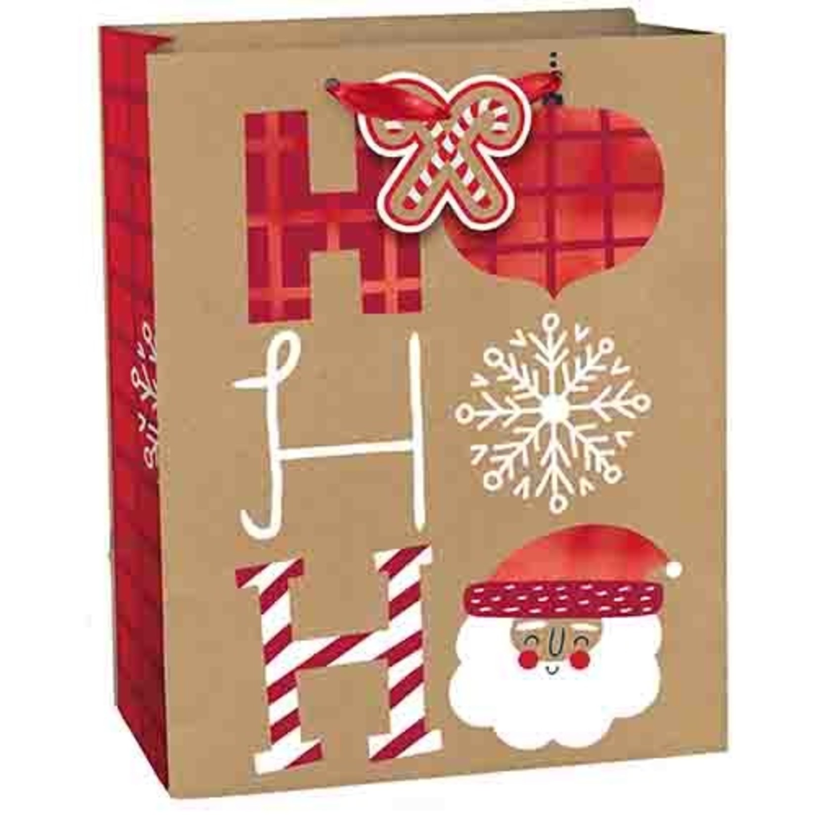 Amscan Ho, Ho, Ho Christmas Kraft Med. Bag w/ Gift Tag - 1ct.