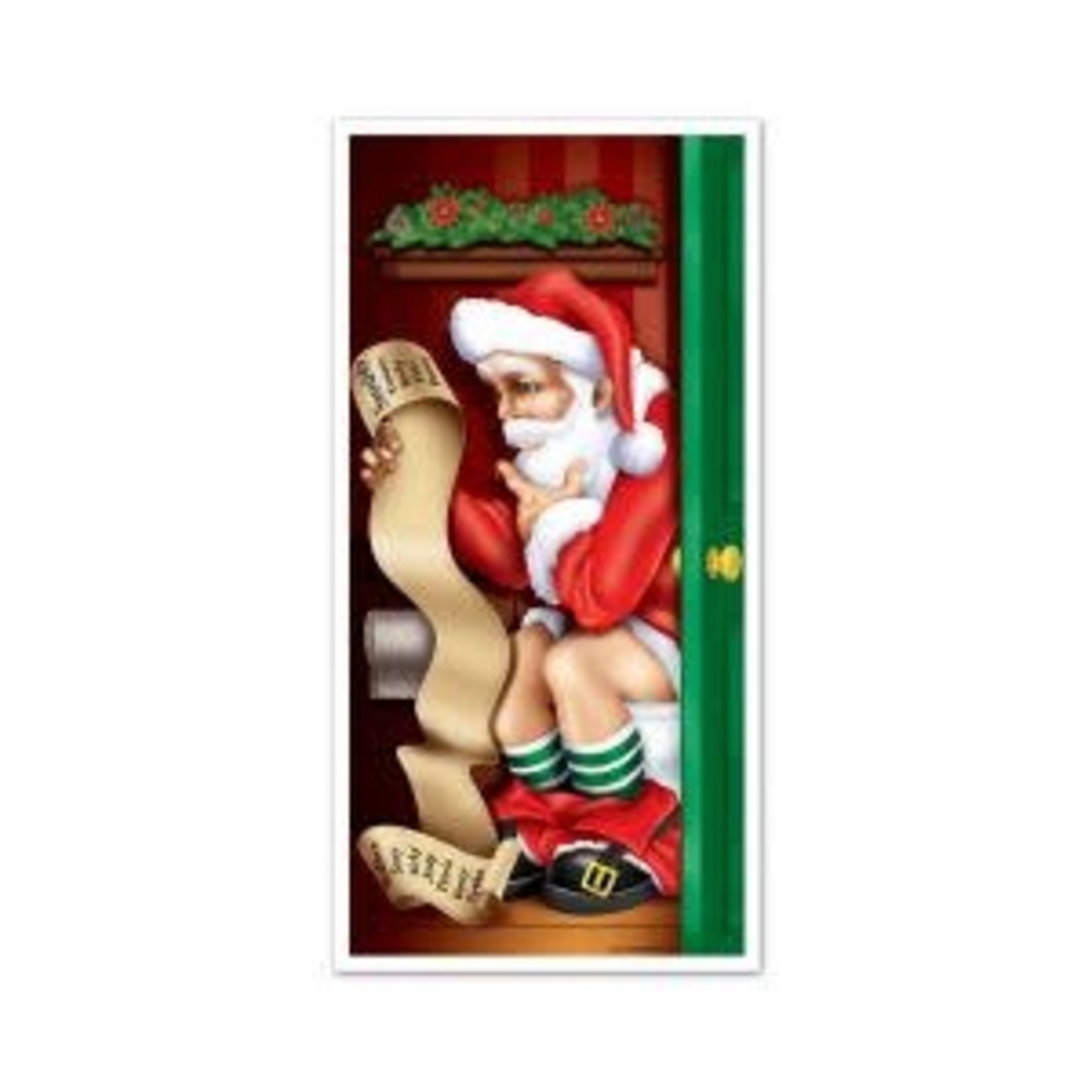 Beistle Santa On Toilet Door Cover - 1ct. (30" x 5')
