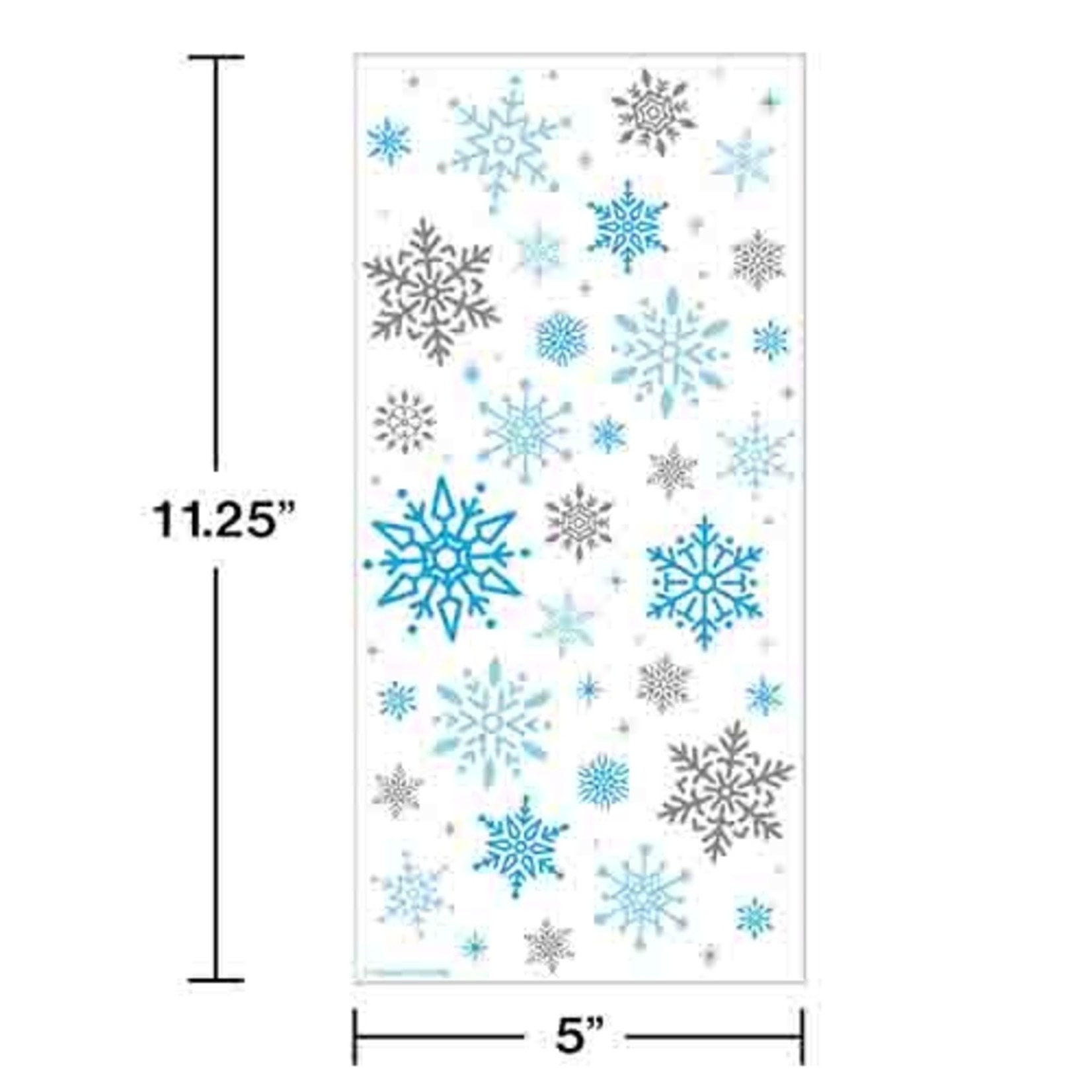 Creative Converting Snowflakes Large Cello Treat Bag w/ Ties - 20ct.