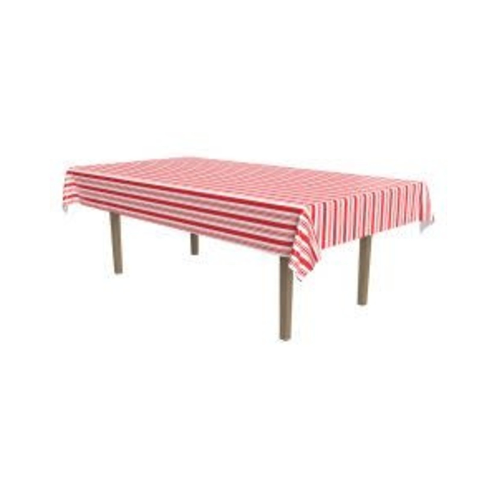 Beistle Red & White Striped Table Cover - 54" x 108"