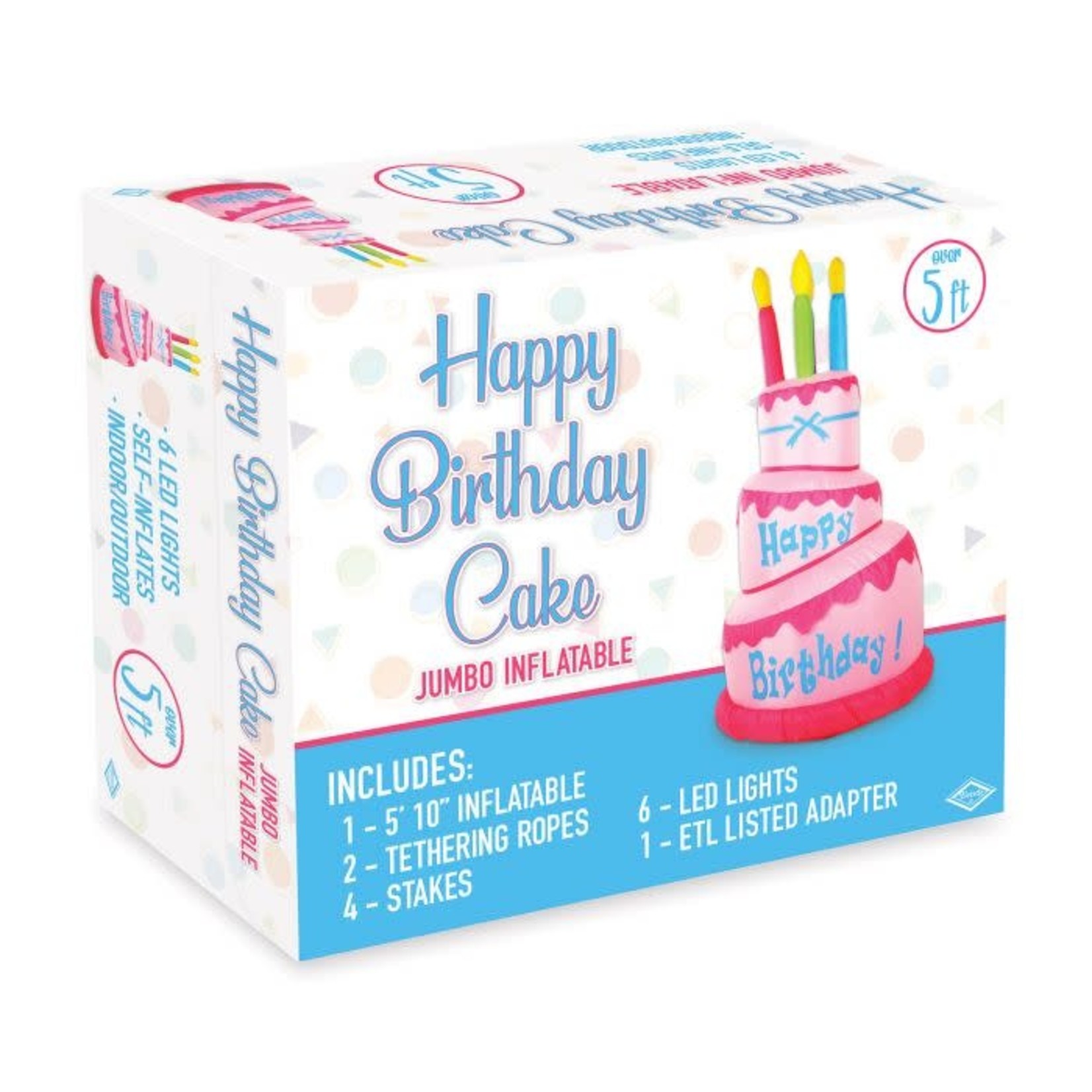 Beistle Inflatable Happy Birthday Cake Jumbo  - Indoor/Outdoor