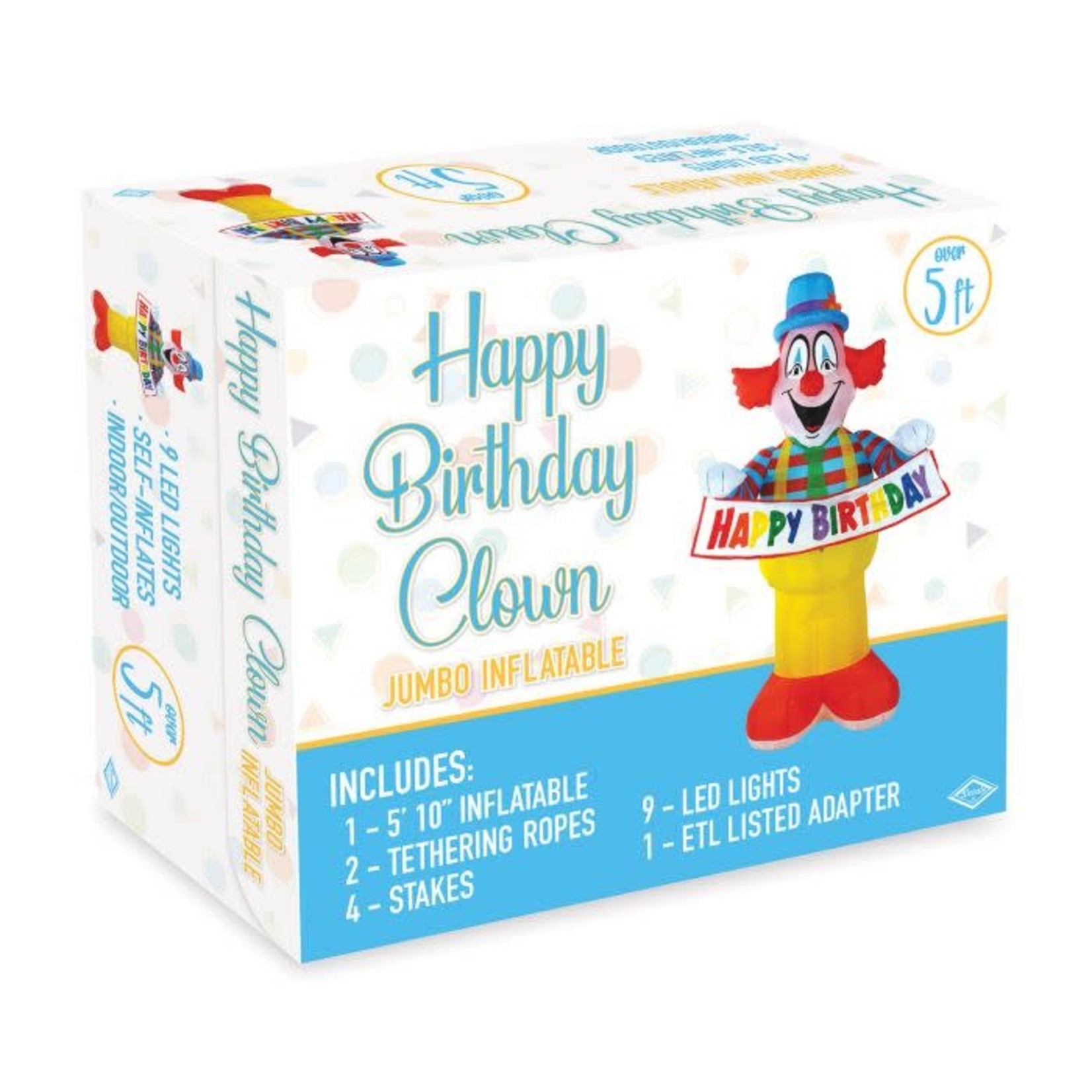 Beistle Inflatable Happy Birthday Clown Jumbo - Indoor/Outdoor