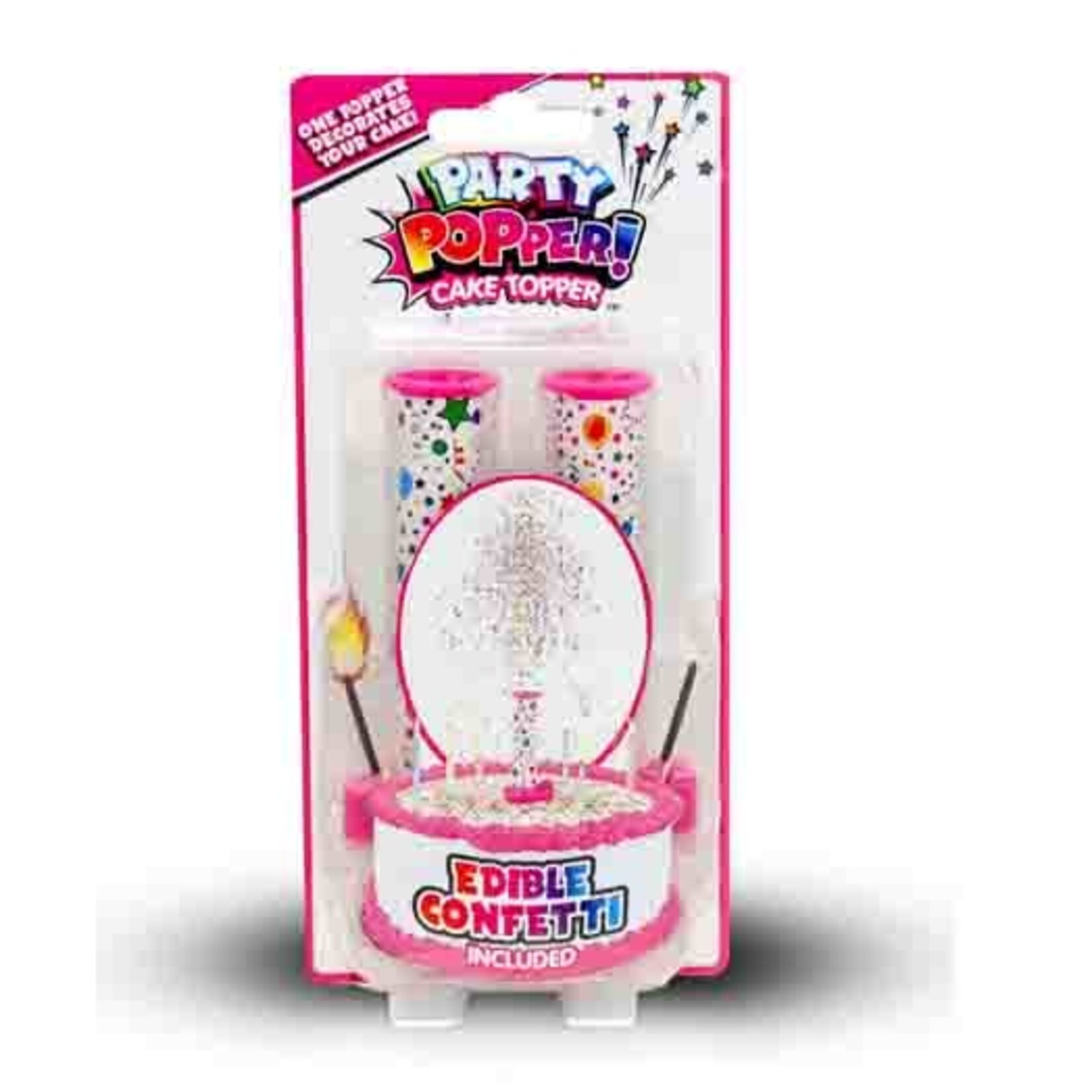 Just For Laughs Pink or Blue Party Popper Cake Topper - 2ct