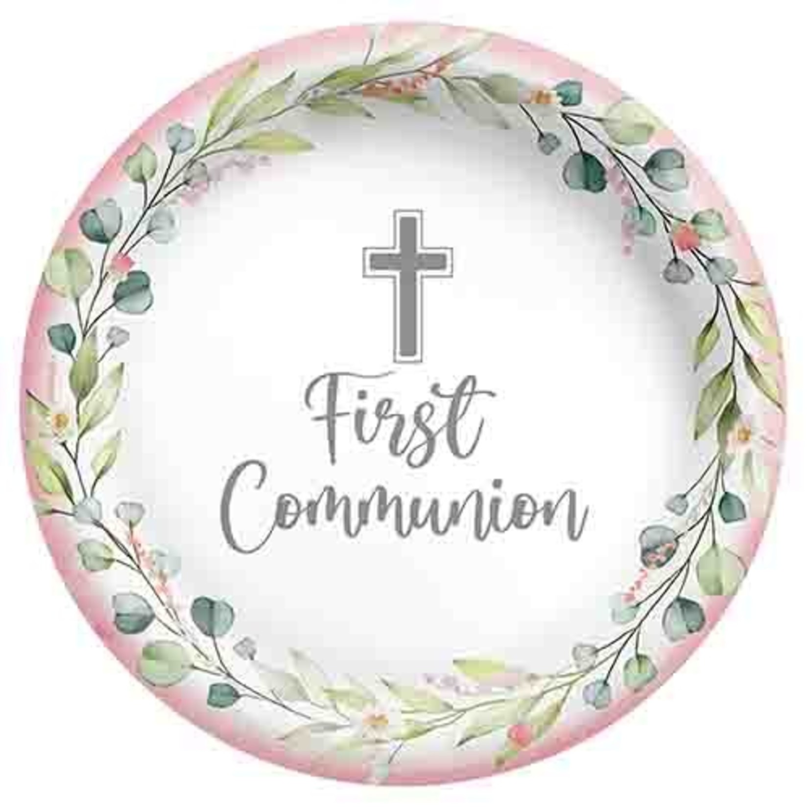 Amscan 10" My First Communion Pink Plates - 20ct.
