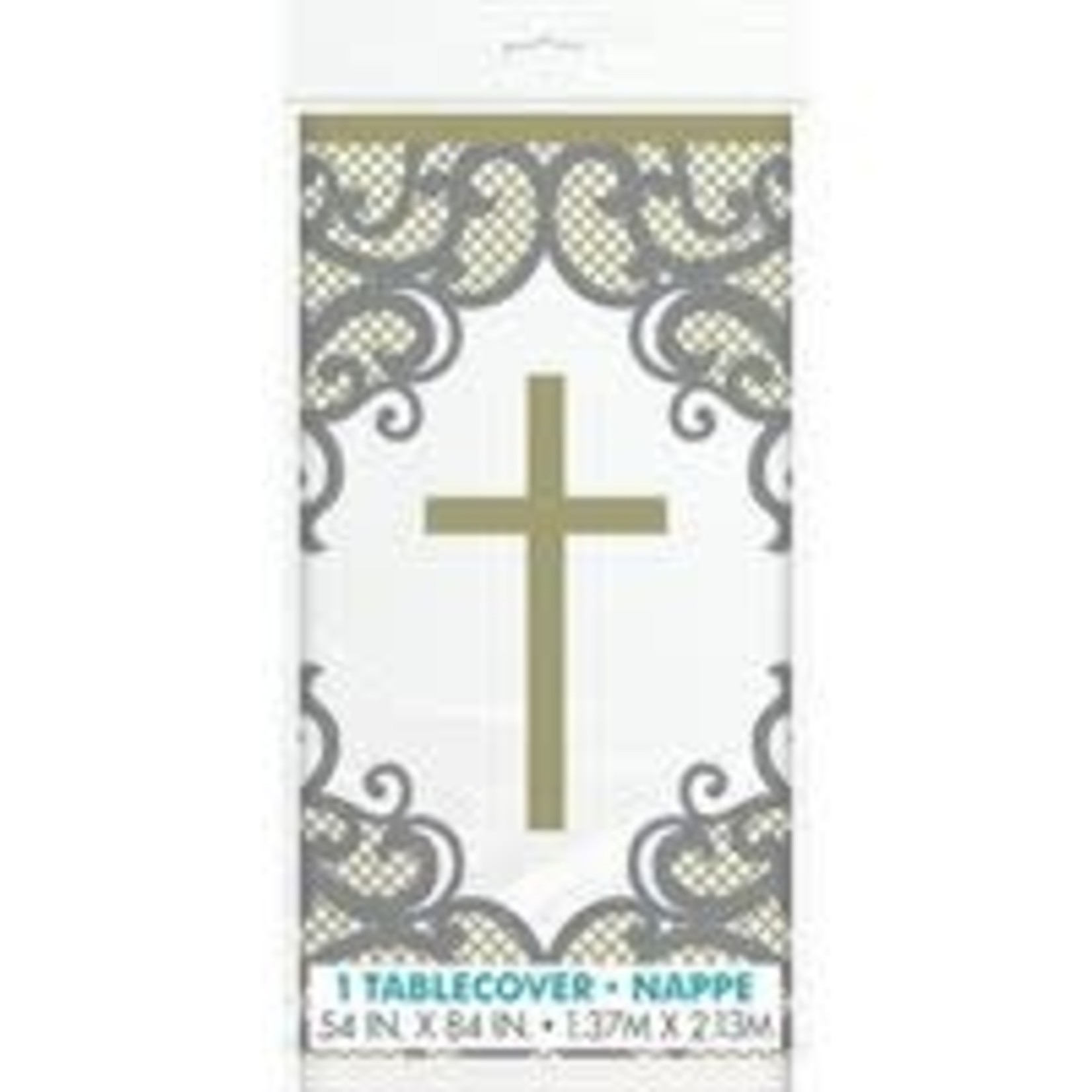 unique Fancy Gold Cross Tablecover - 54" x 84"