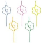 unique Daisy Flower Shaped Plastic Straws - 5ct.