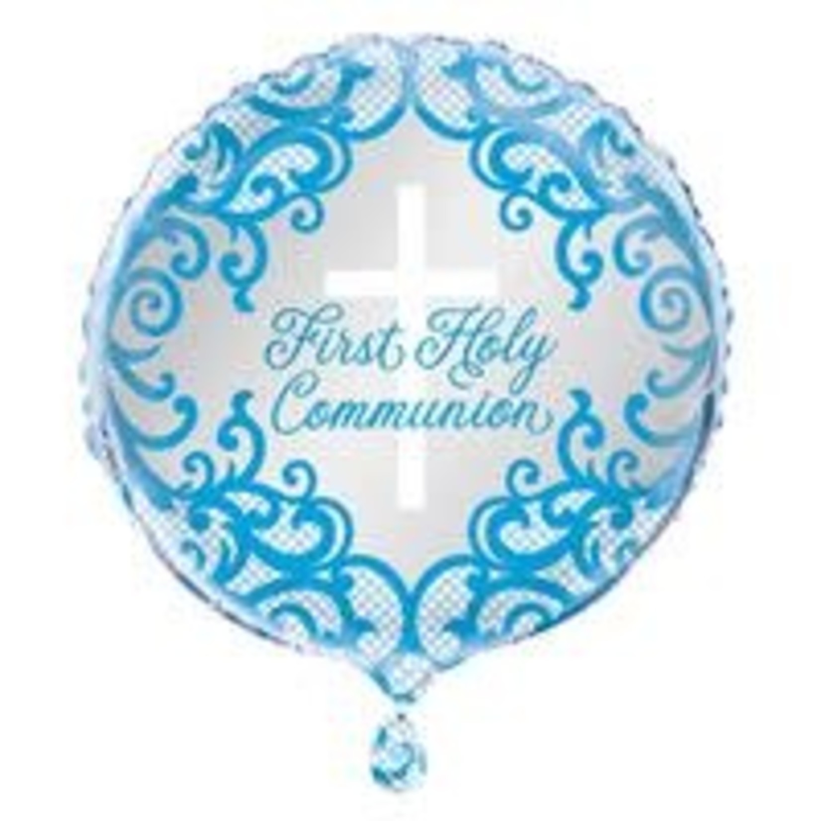 unique 18" Fancy Blue Cross 1st Communion Mylar Balloon  - 1ct.