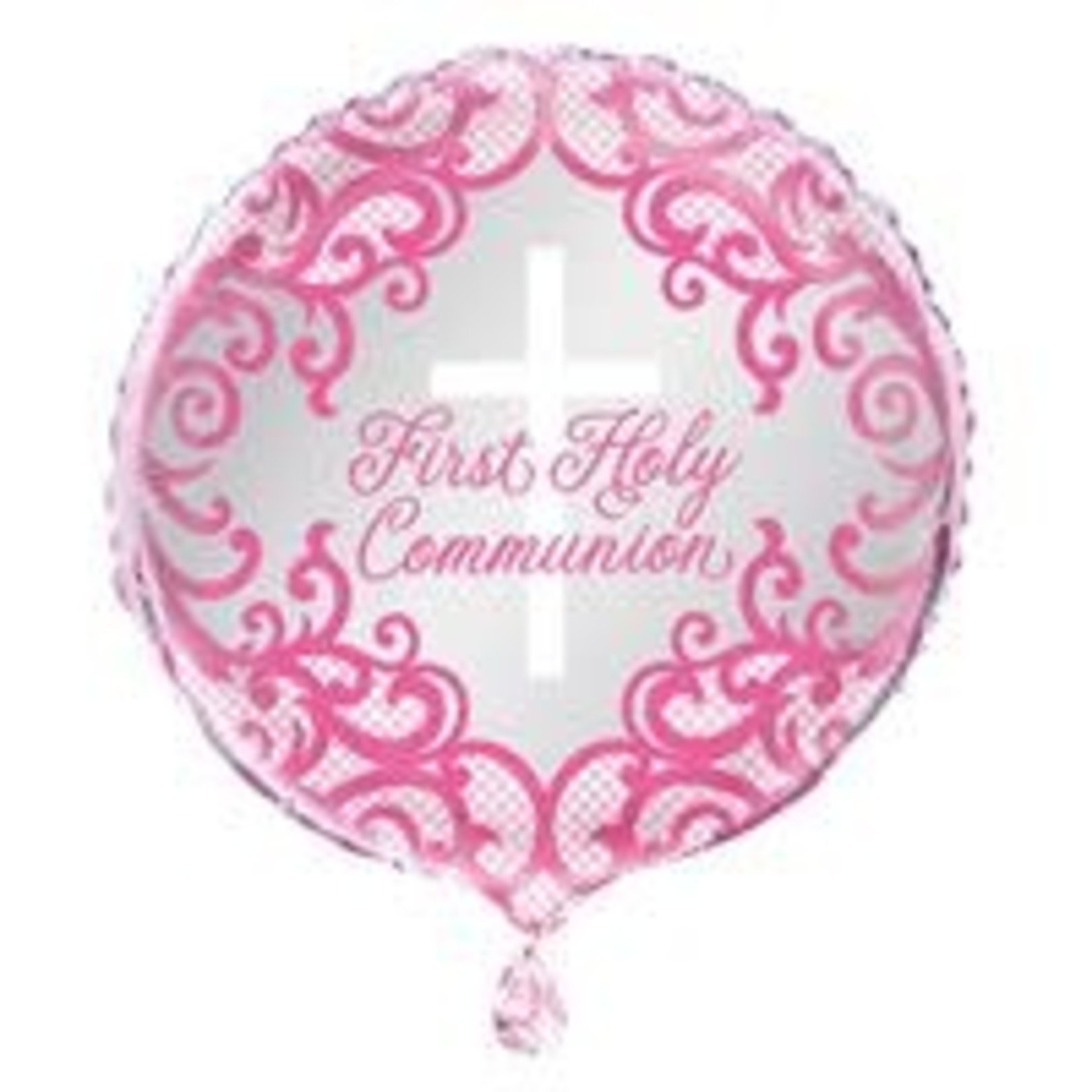 unique 18" Fancy Pink Cross 1st Communion Mylar - 1ct.