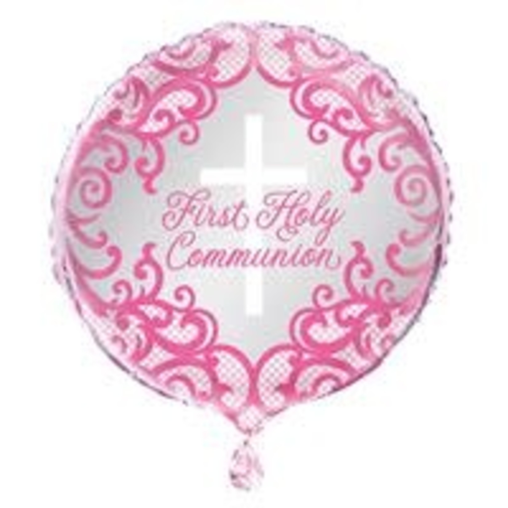 unique 18" Fancy Pink Cross 1st Communion Mylar Balloon - 1ct.