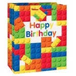 unique Large Building Blocks Birthday Gift Bag - 1ct.