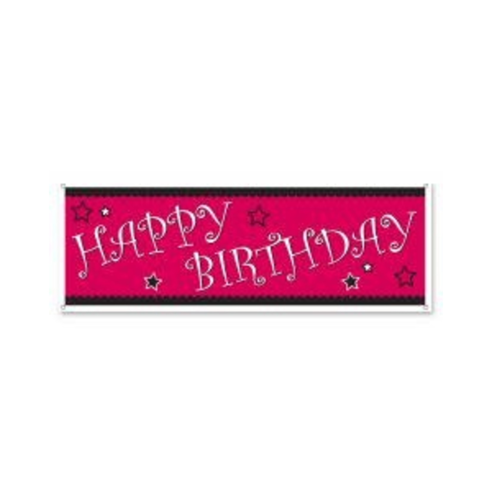 Beistle Red Happy Birthday  Sign Banner w/ Grommets - 5' x 21"