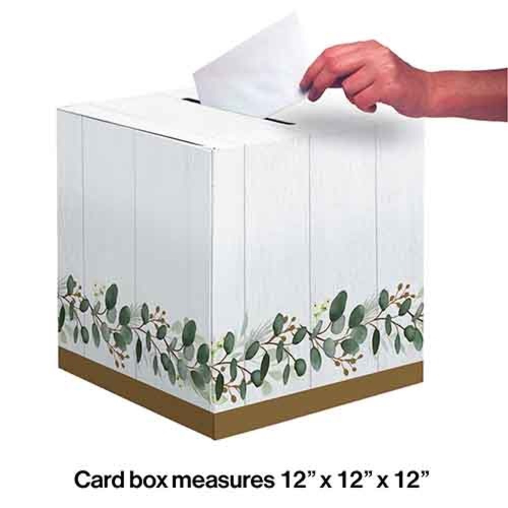 Creative Converting Eucalyptus Greens Card Box - 12" x 12"