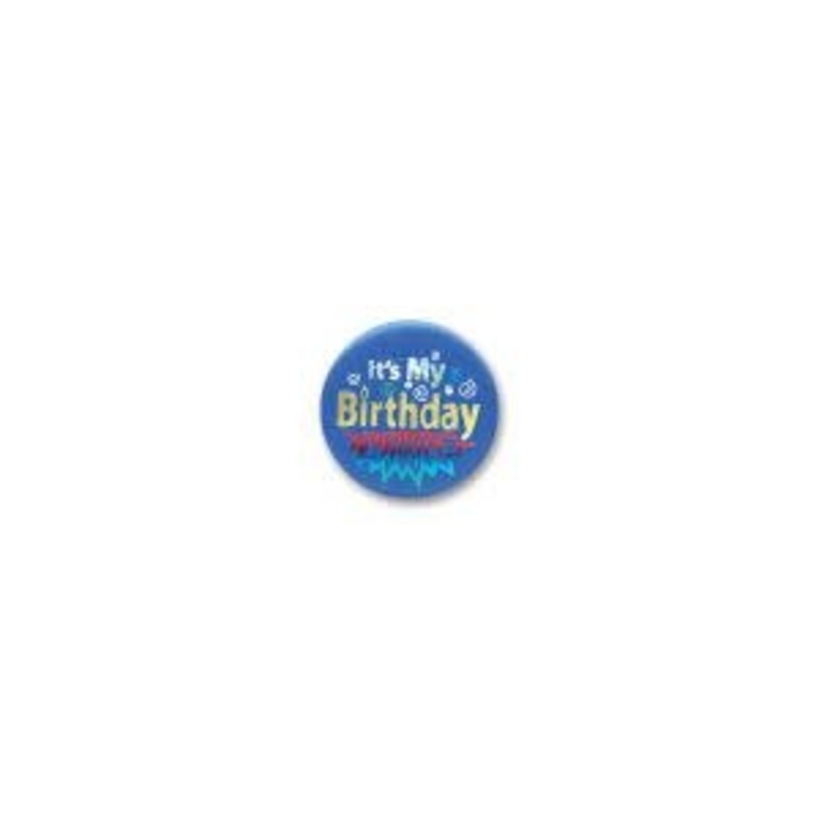 Beistle 'It's My Birthday' Blue Satin Button - 1ct.