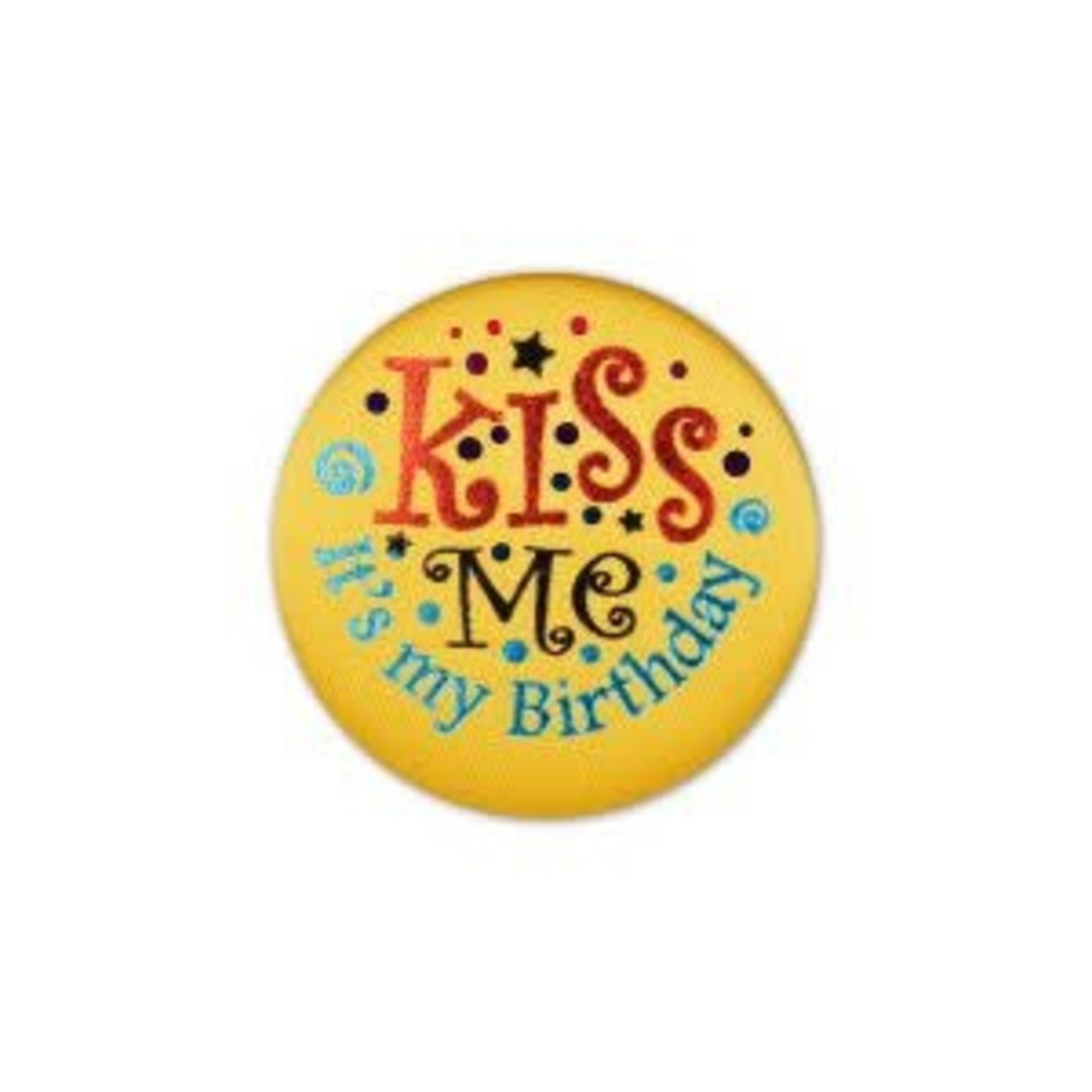 Beistle 'Kiss Me, It's My Birthday!' Yellow Satin Button - 1ct.