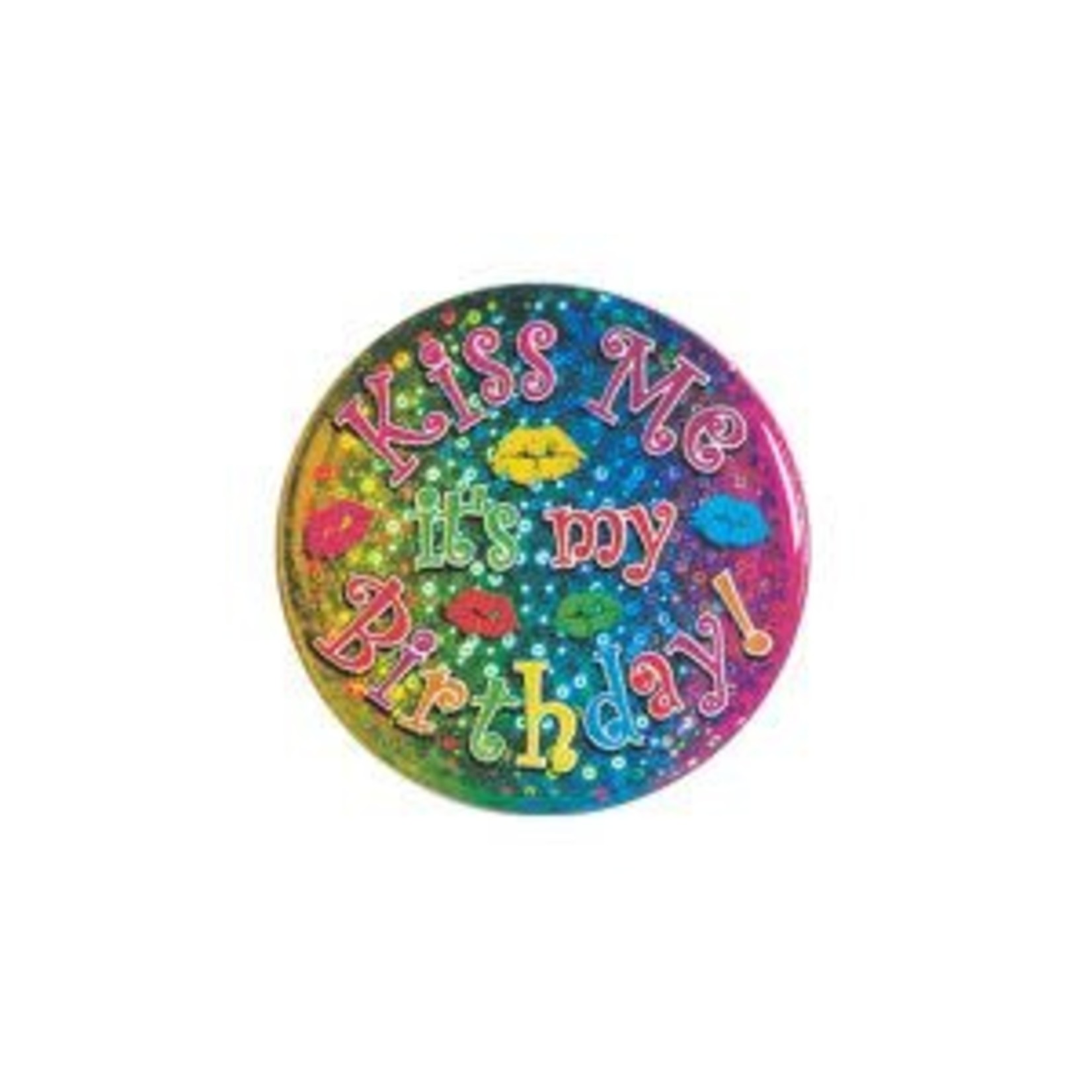 Beistle Jumbo 'Kiss Me, It's My Birthday!' Multi-Color Button - 1ct.