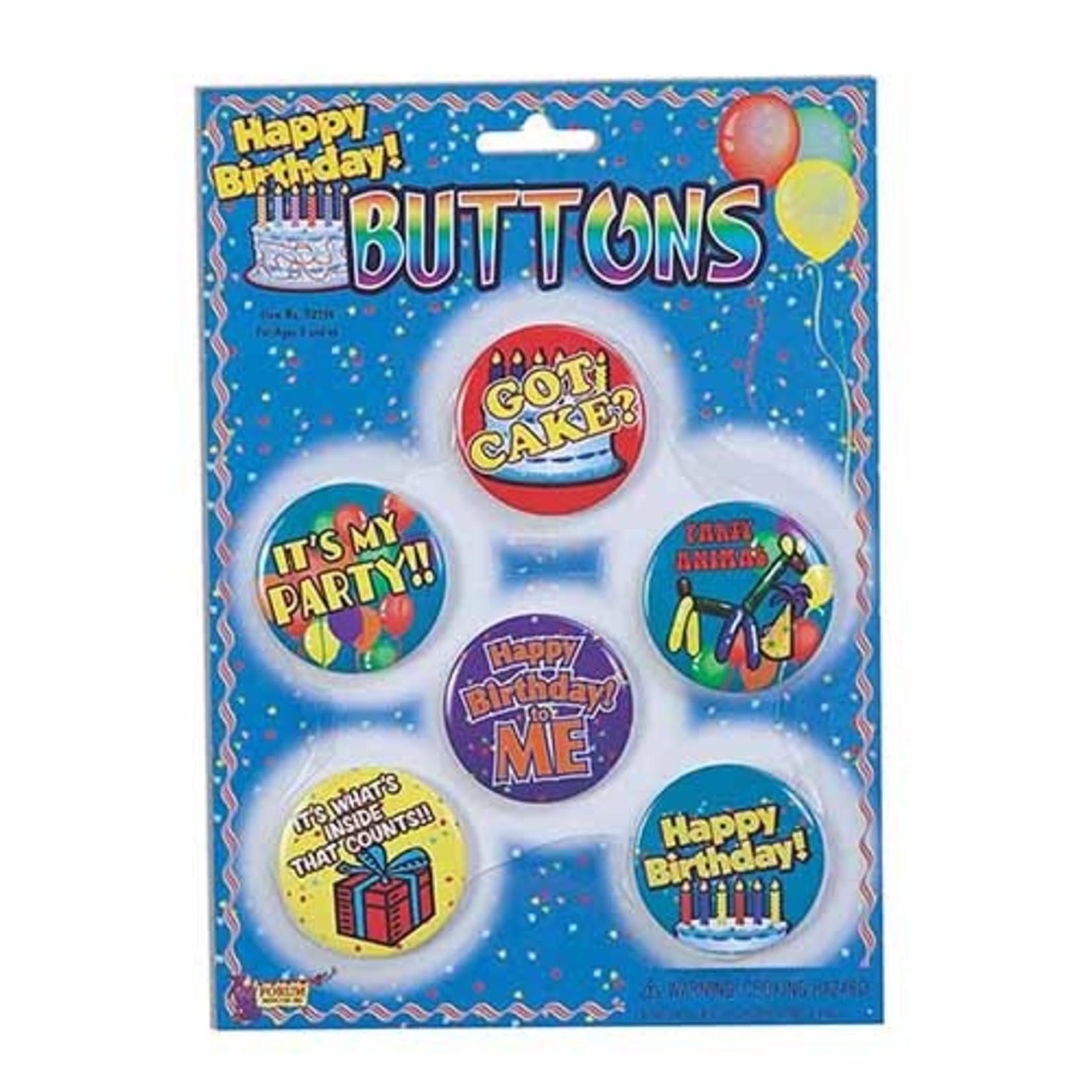 Rubies Happy Birthday Assorted Buttons - 6ct.