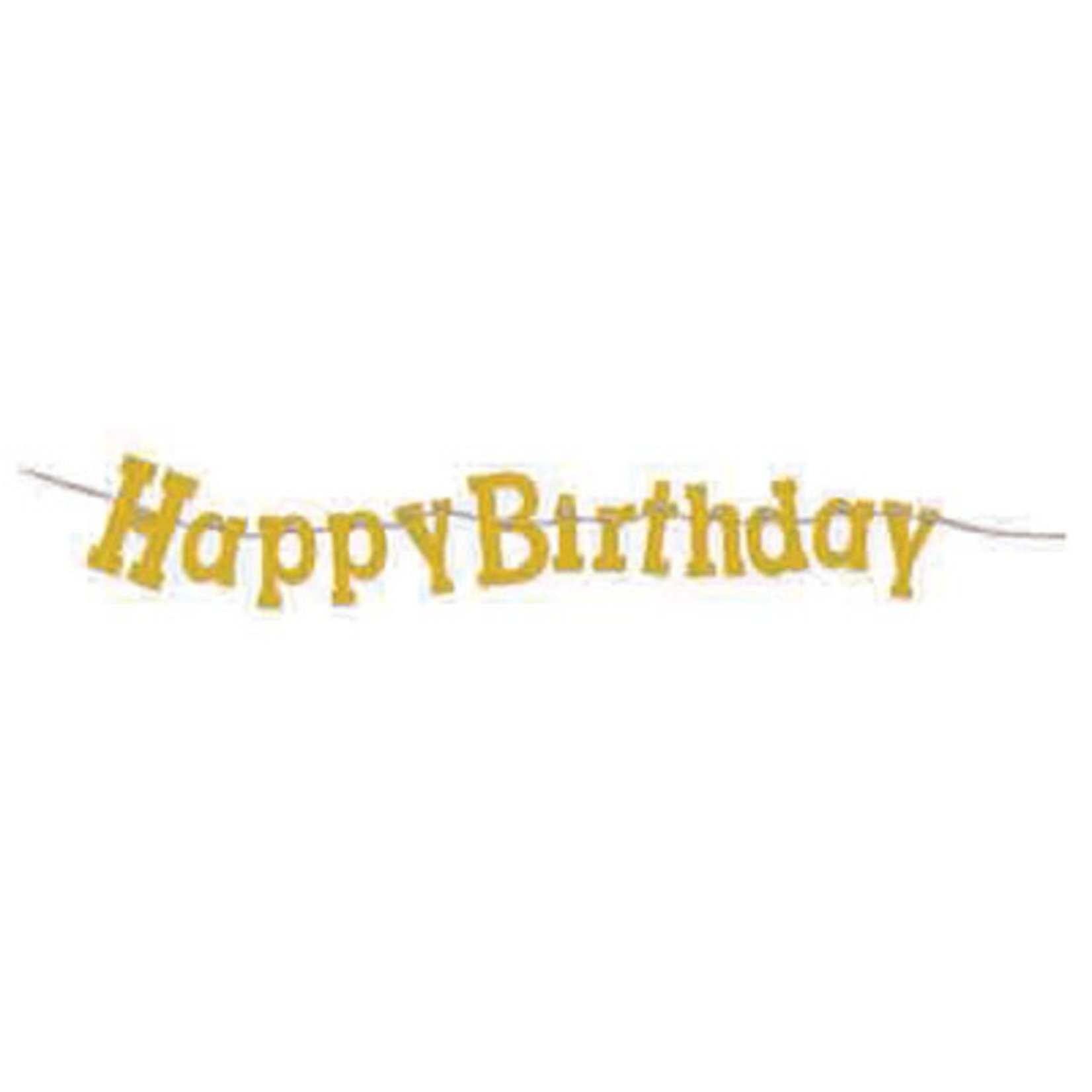 Rubies 5' Gold Glitter Happy Birthday Banner - 1ct.