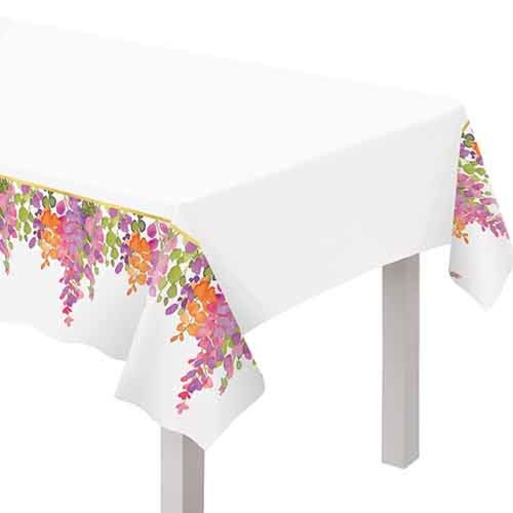 Amscan Romantic Floral Plastic Table Cover - 54" x 102"