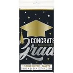 unique Stars & Caps Graduation Plastic Table Cover - 54" x 84"