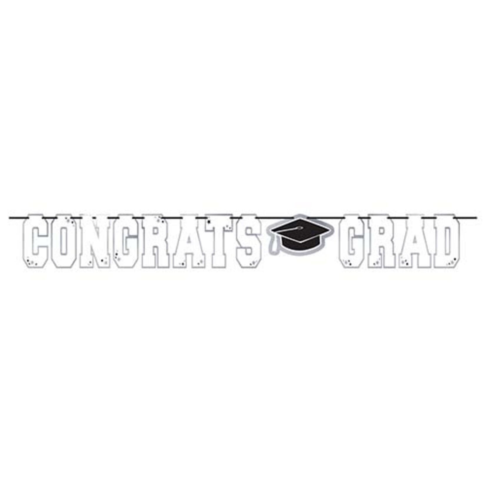 Amscan White Congrats Grad Banner--1ct