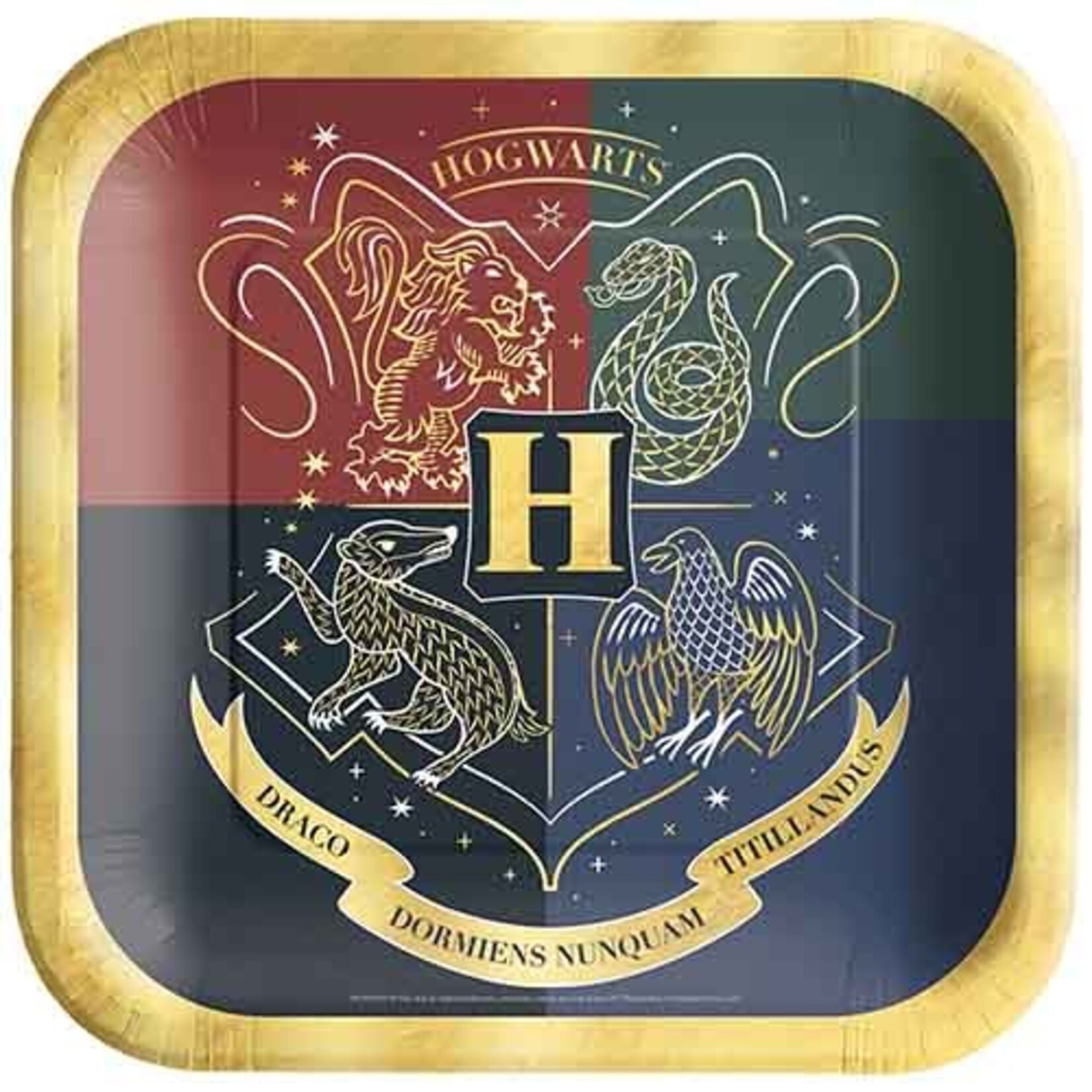 Amscan 7" Harry Potter Hogwarts United Square Plates - 8ct.