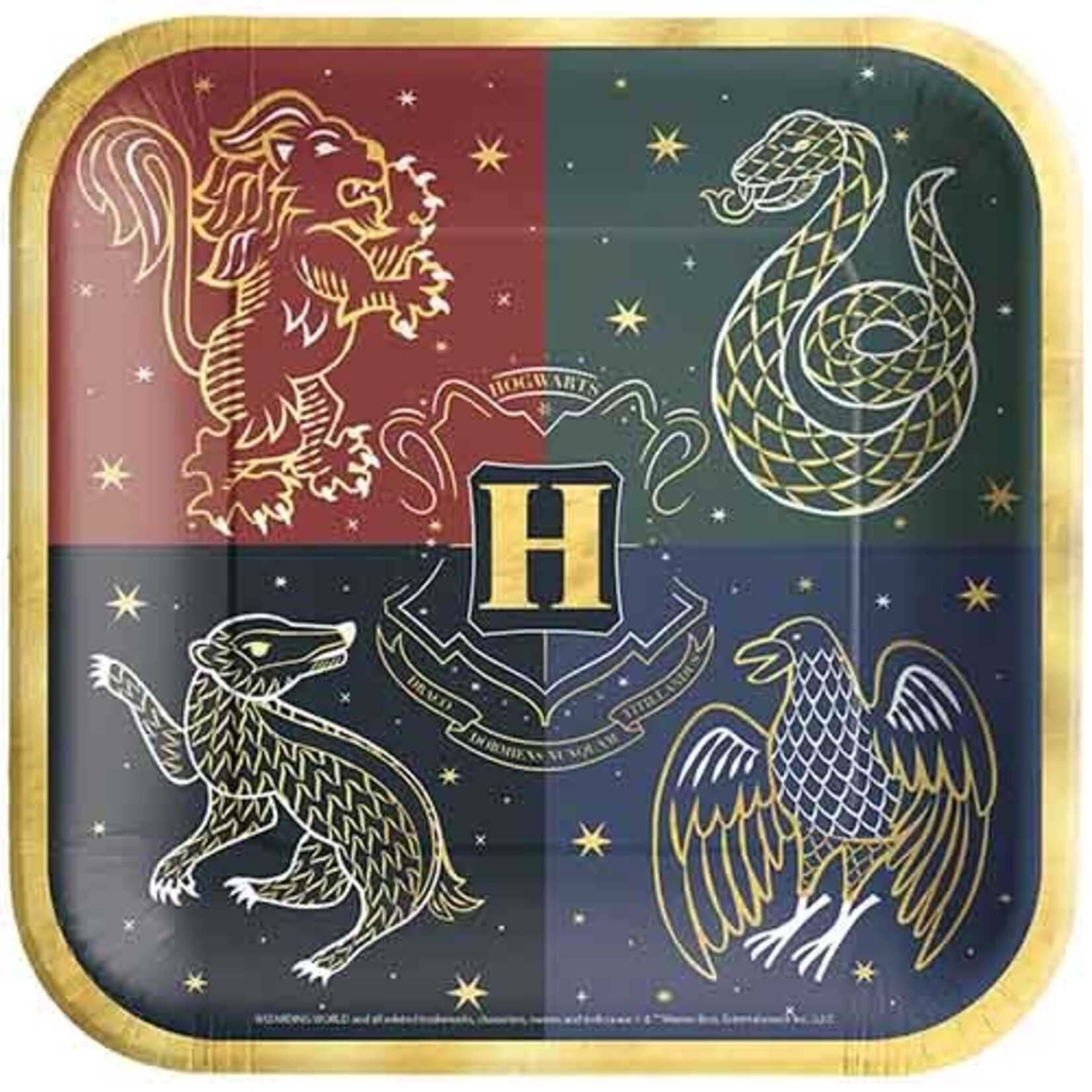 Amscan 9" Harry Potter Hogwarts United Square Plates - 8ct.